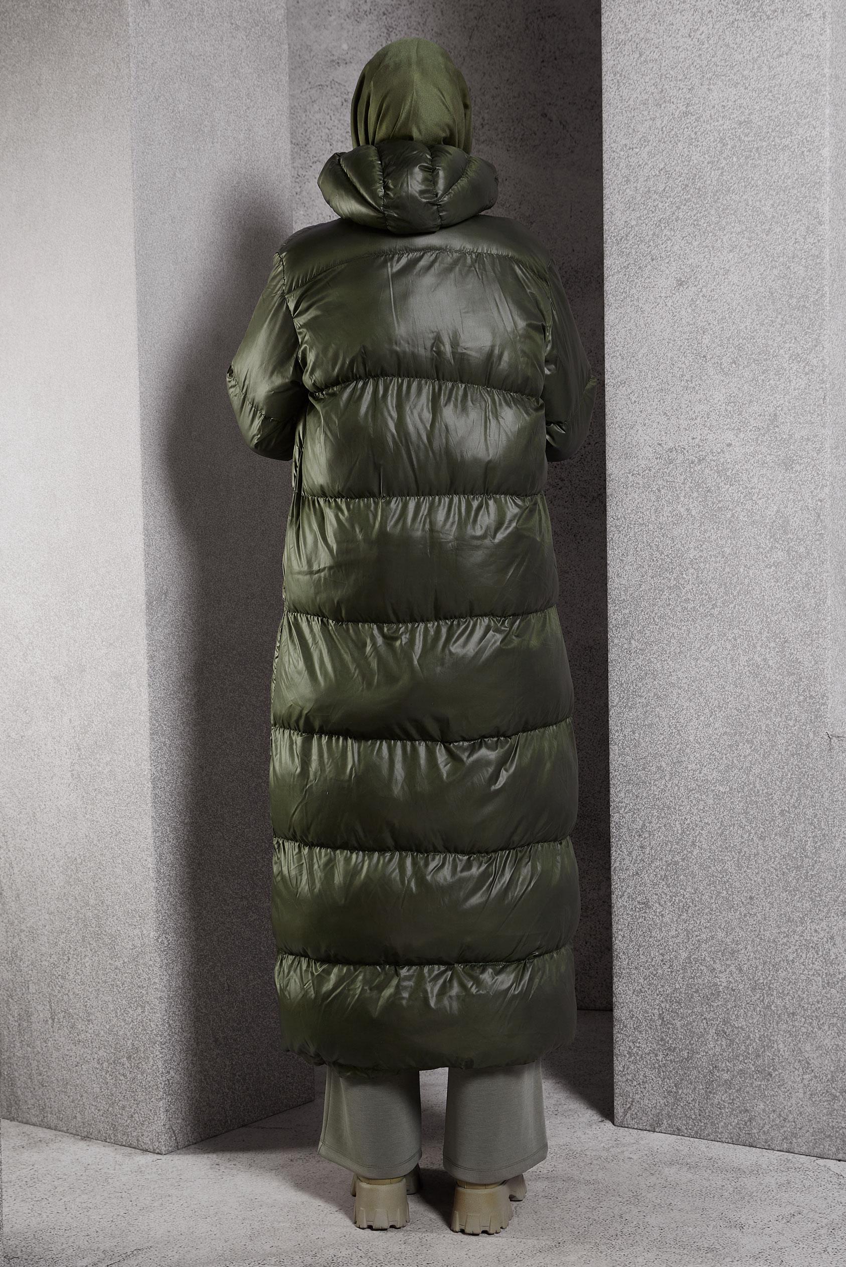 Vêtements hijab KAKI MANTEAU DOUFFANT À CAPUCHE 90389