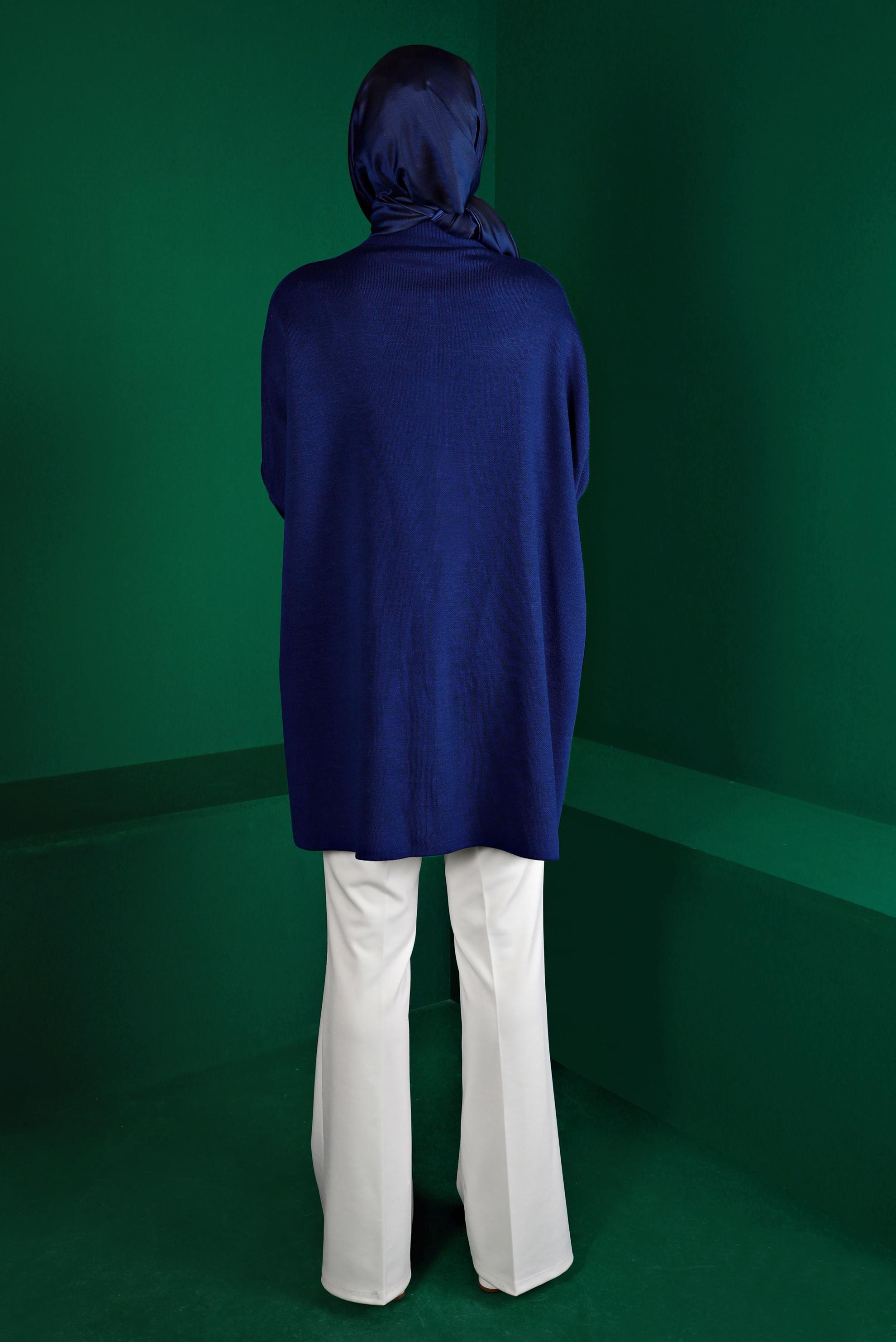 Vêtements hijab BLEU PONCHO EN MAILLE AVEC BOUTONS GEM 43208