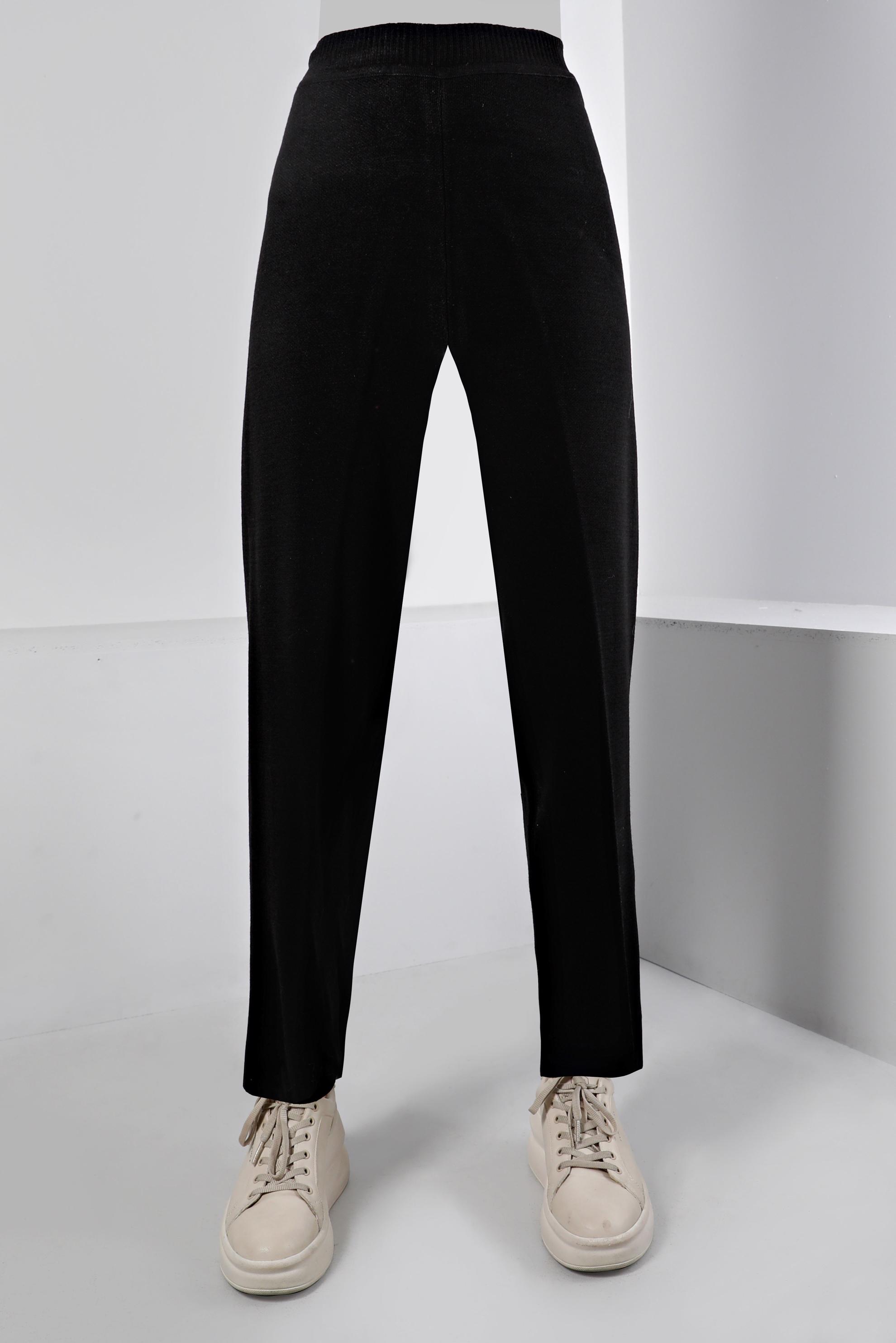 Tesettür giyim SİYAH BELİ LASTİKLİ TRİKO PANTOLON 70430 