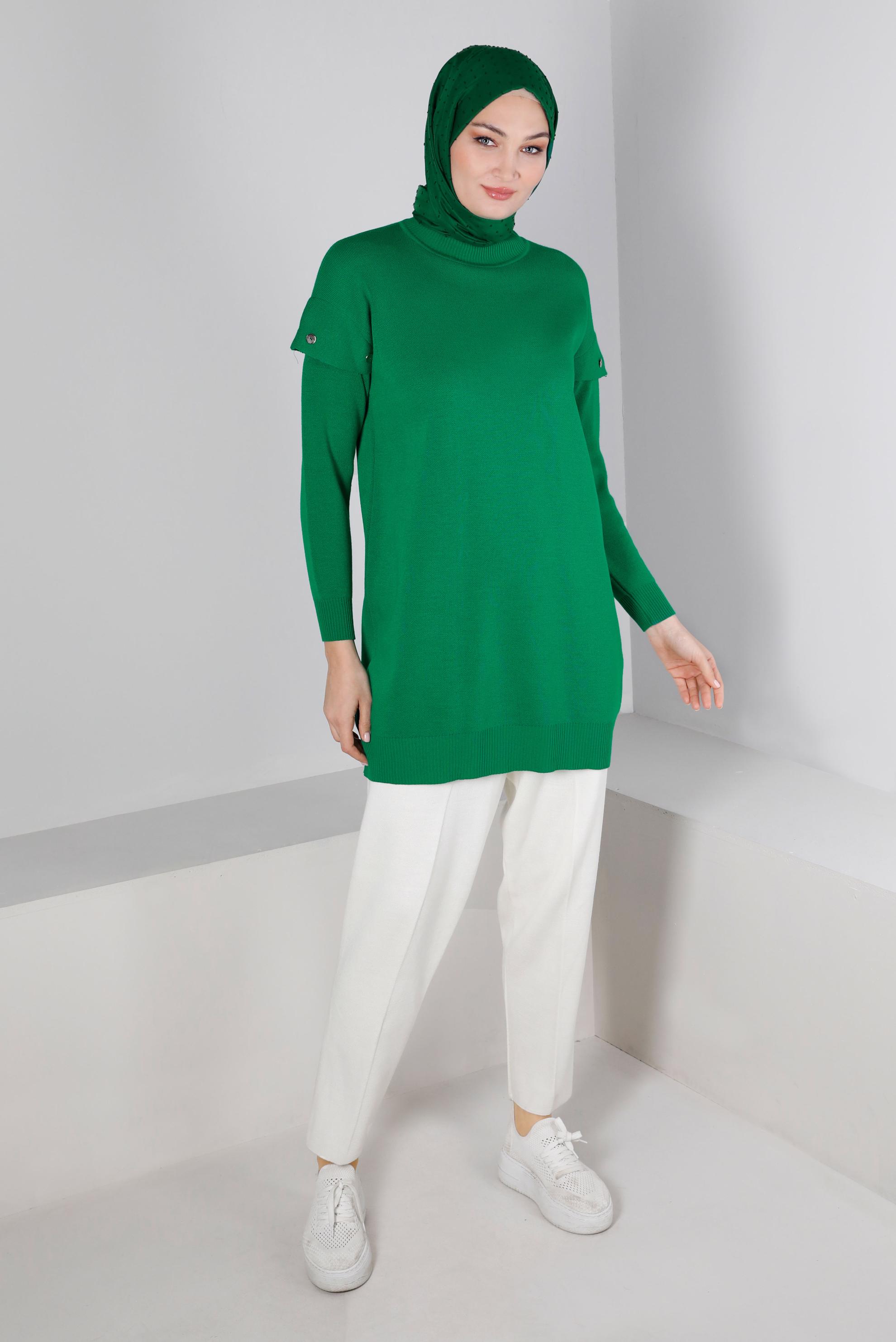 Tesettür giyim BEYAZ BELİ LASTİKLİ TRİKO PANTOLON 70430 