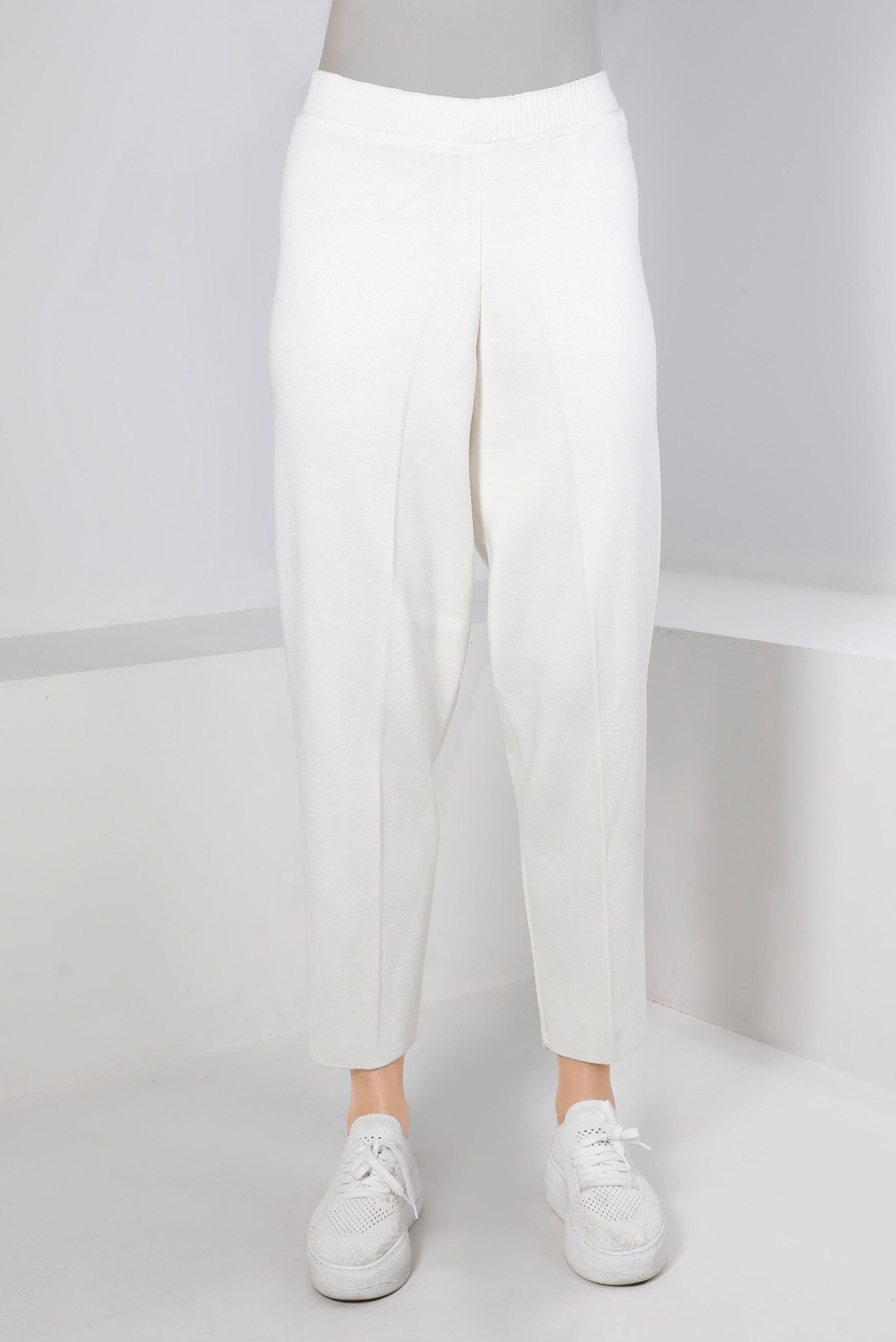 Tesettür giyim BEYAZ BELİ LASTİKLİ TRİKO PANTOLON 70430 