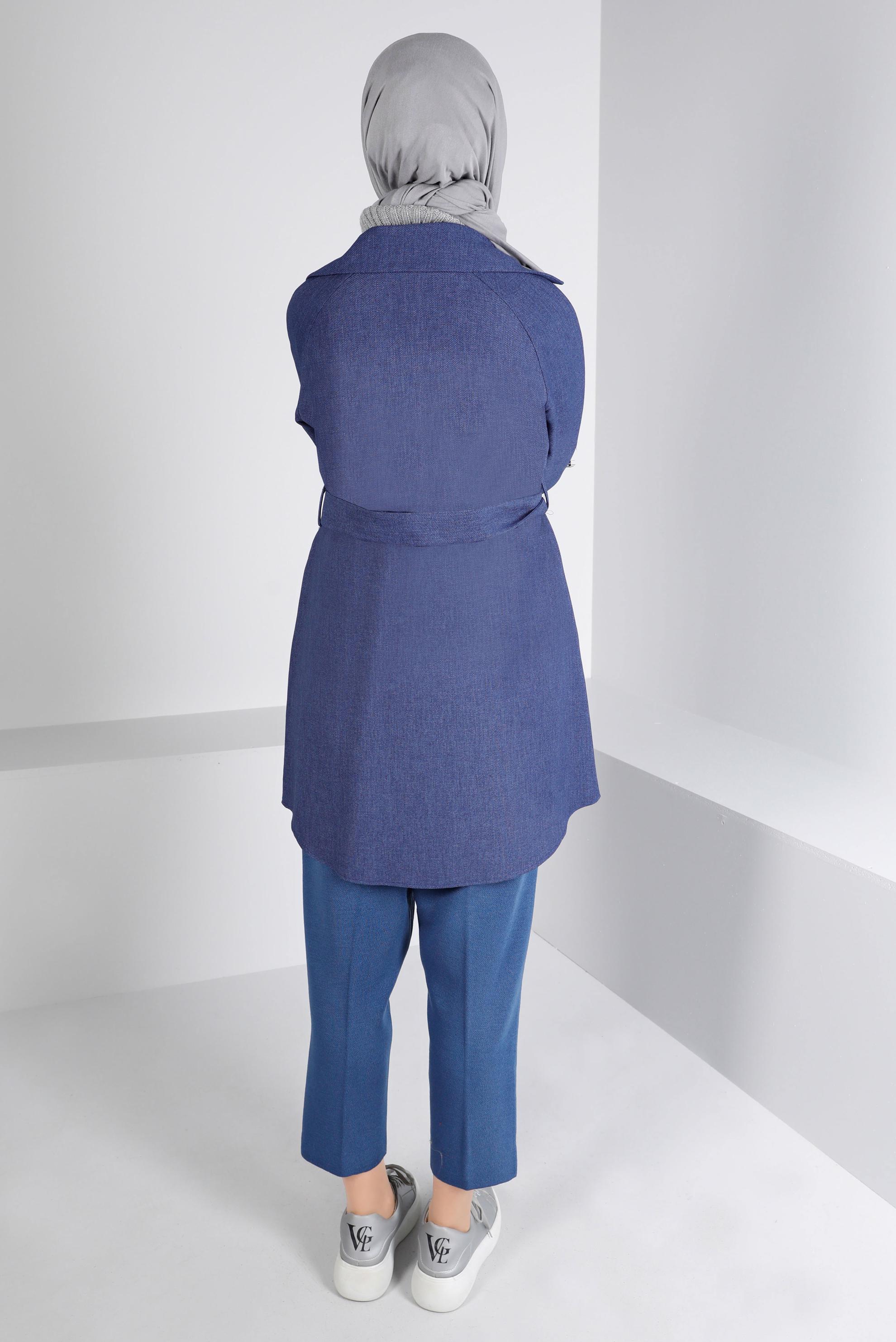 Tesettür giyim LACİVERT BELİ LASTİKLİ TRİKO PANTOLON 70430 