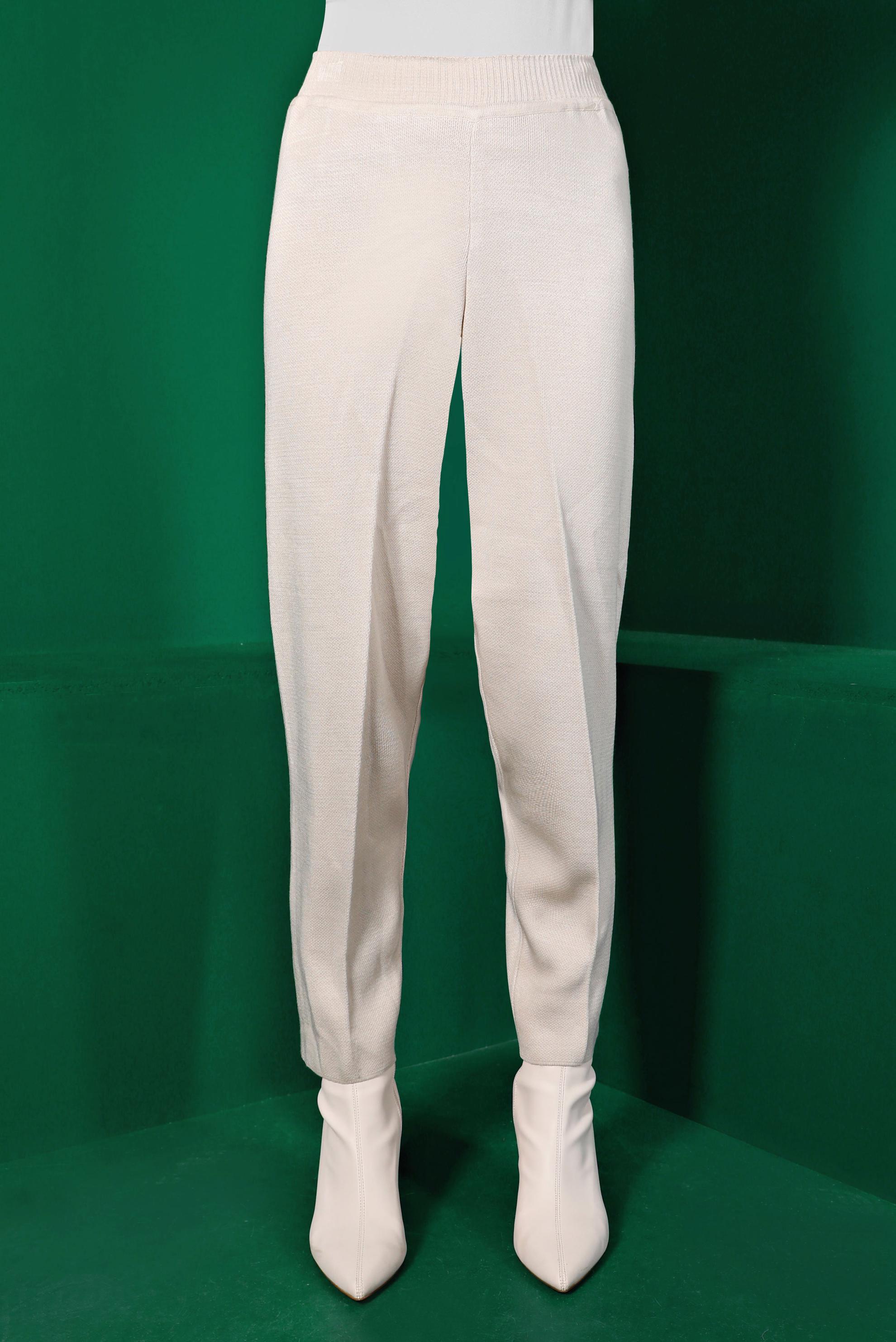 Tesettür giyim BEJ BELİ LASTİKLİ TRİKO PANTOLON 70430 