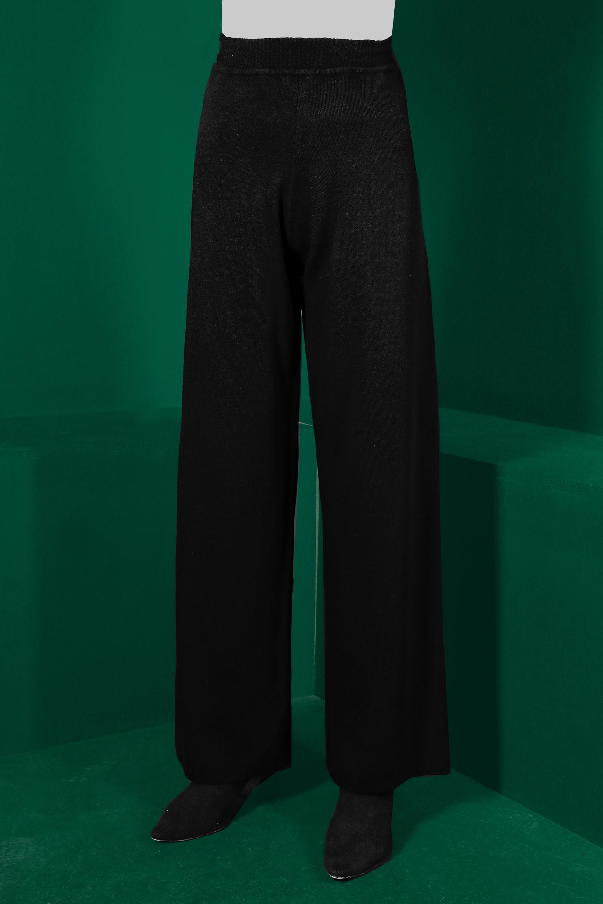 Tesettür giyim SİYAH BELİ LASTİKLİ TRİKO PANTOLON 70431 