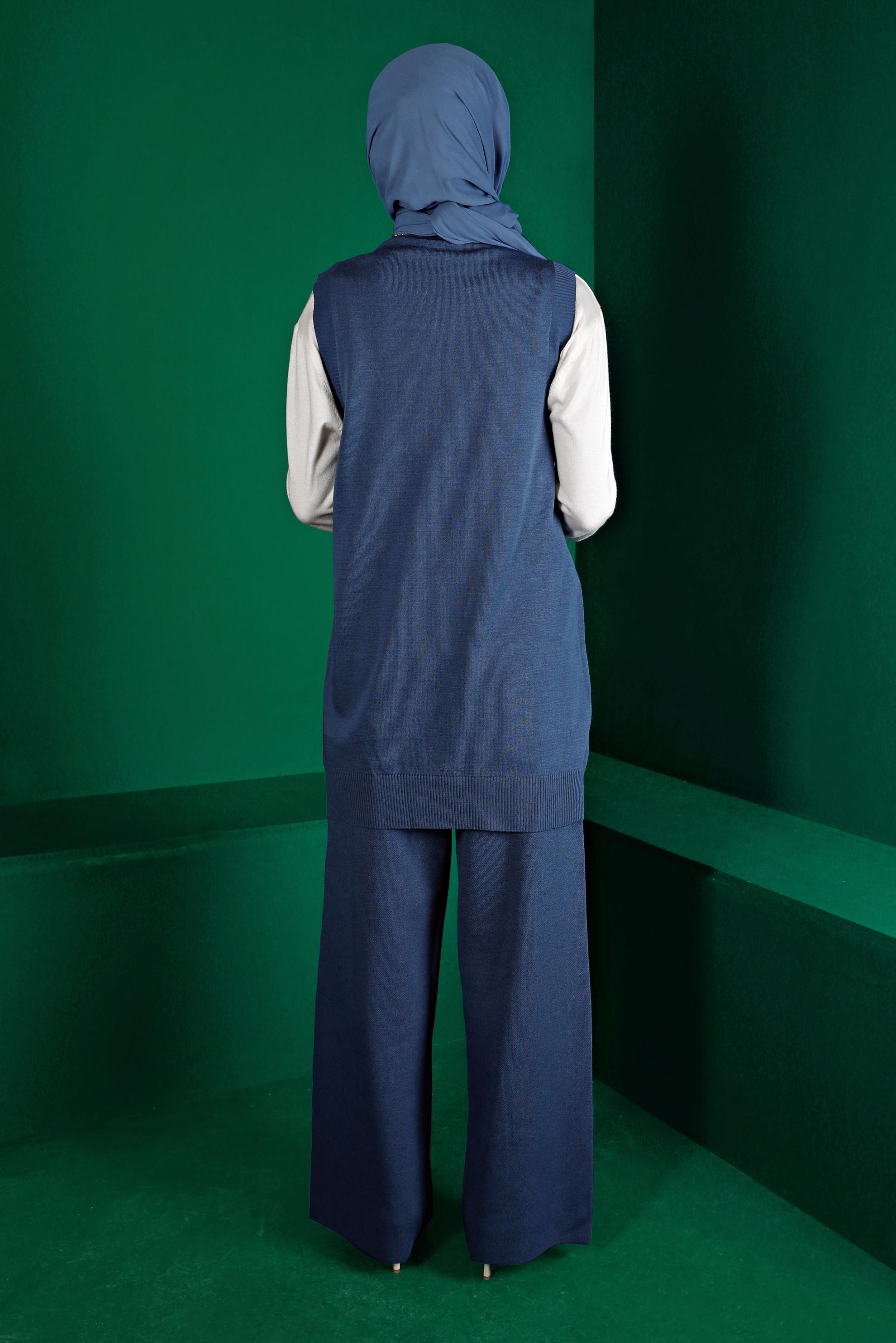 Tesettür giyim LACİVERT BELİ LASTİKLİ TRİKO PANTOLON 70431 