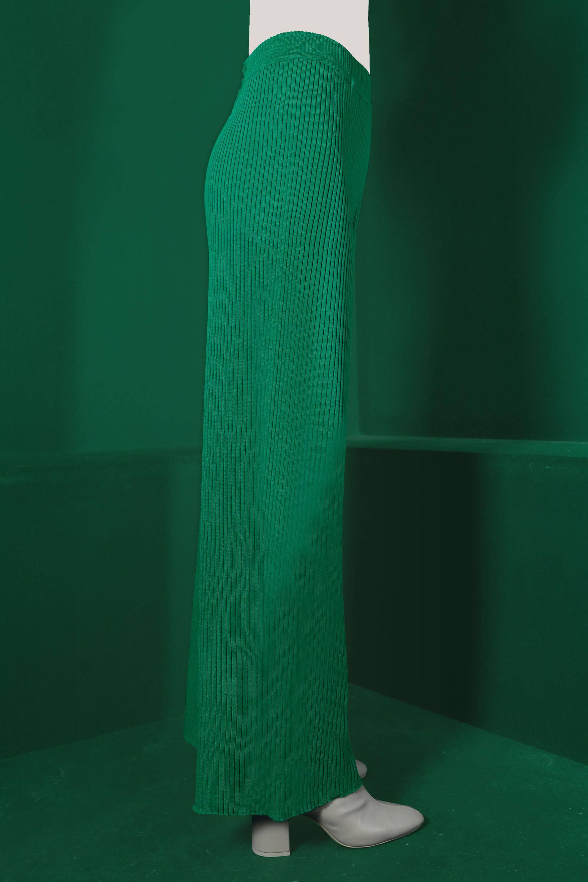 Tesettür giyim YEŞİL FİTİLLİ TRİKO PANTOLON 70432 