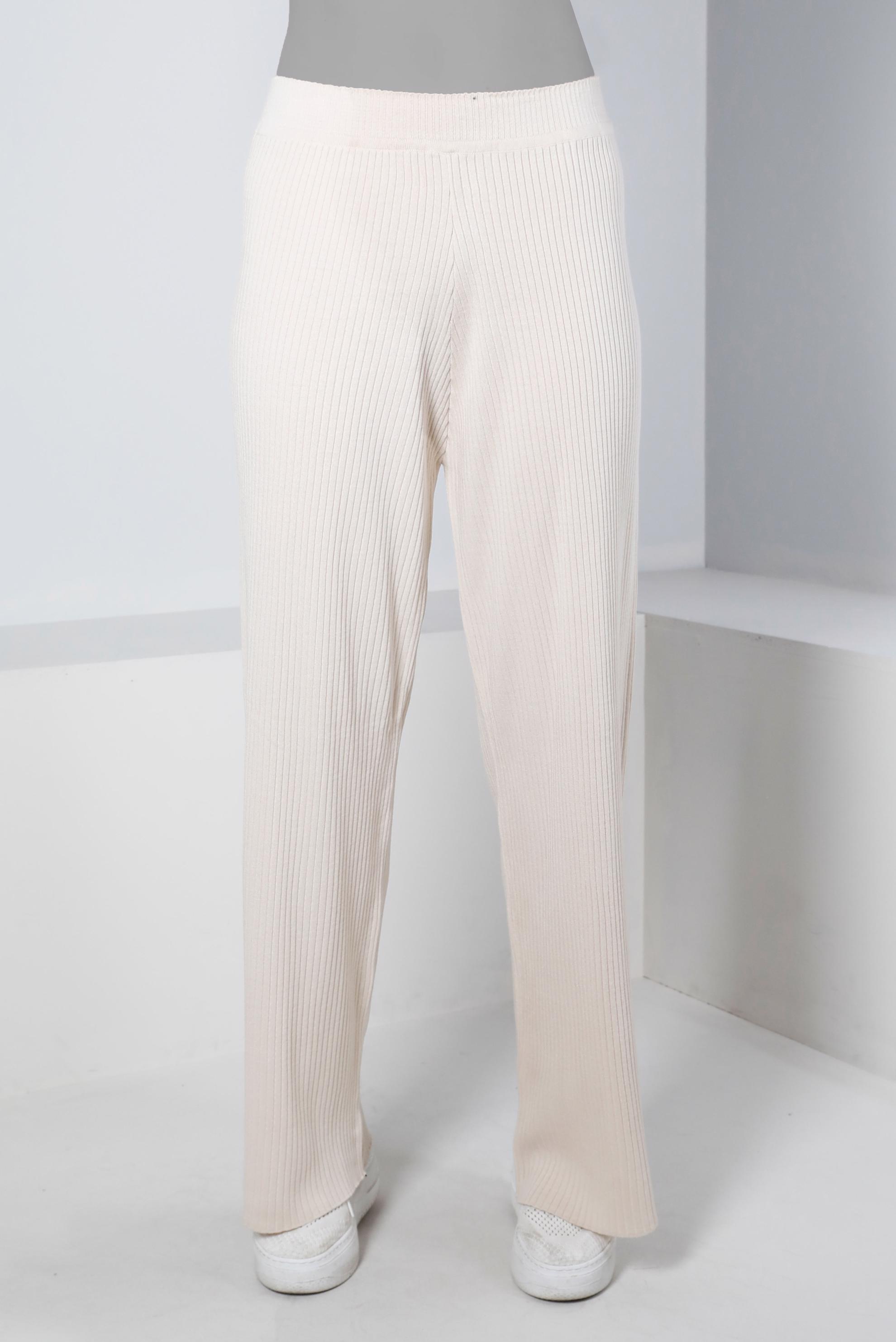 Tesettür giyim BEJ FİTİLLİ TRİKO PANTOLON 70432 