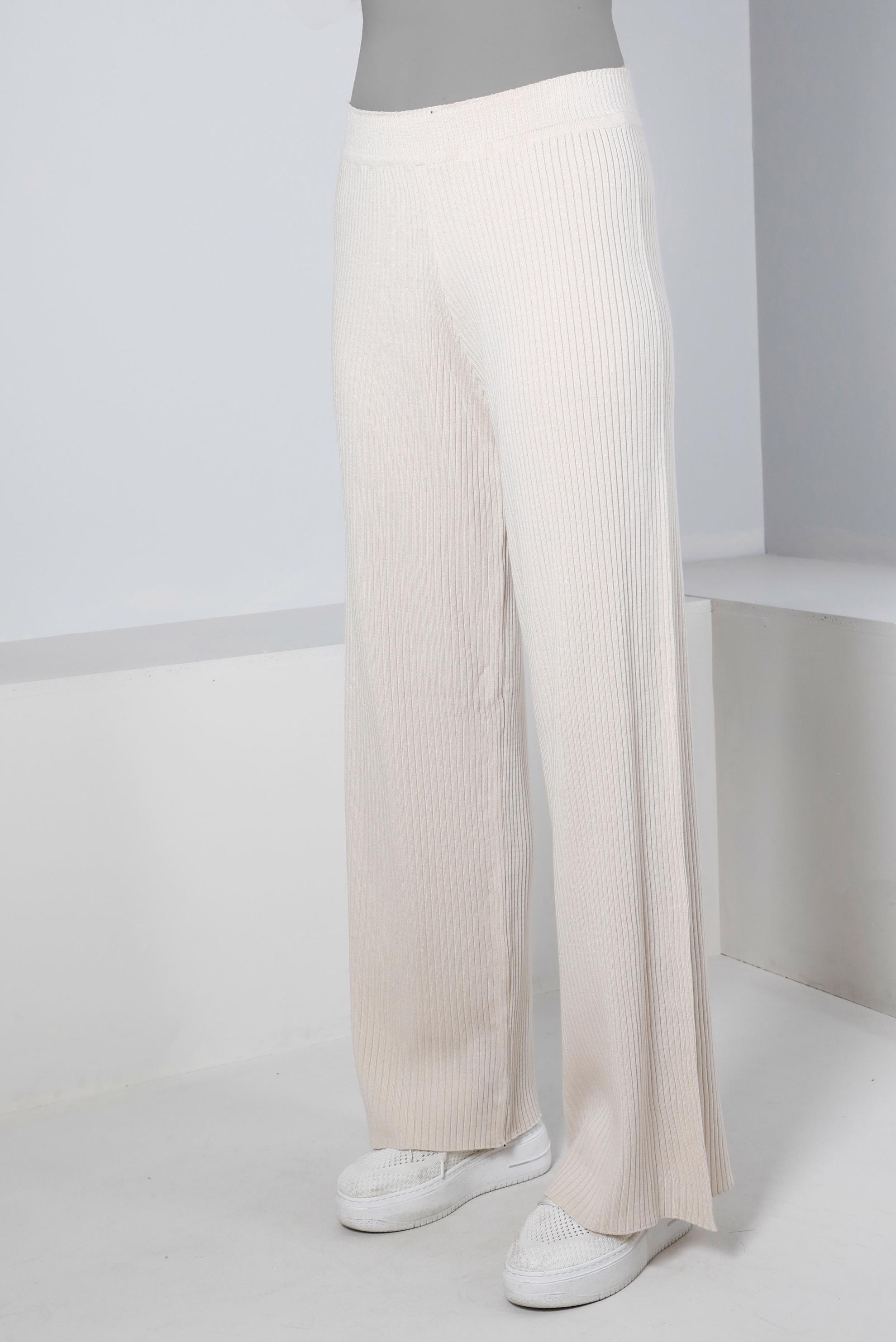 Tesettür giyim BEJ FİTİLLİ TRİKO PANTOLON 70432 