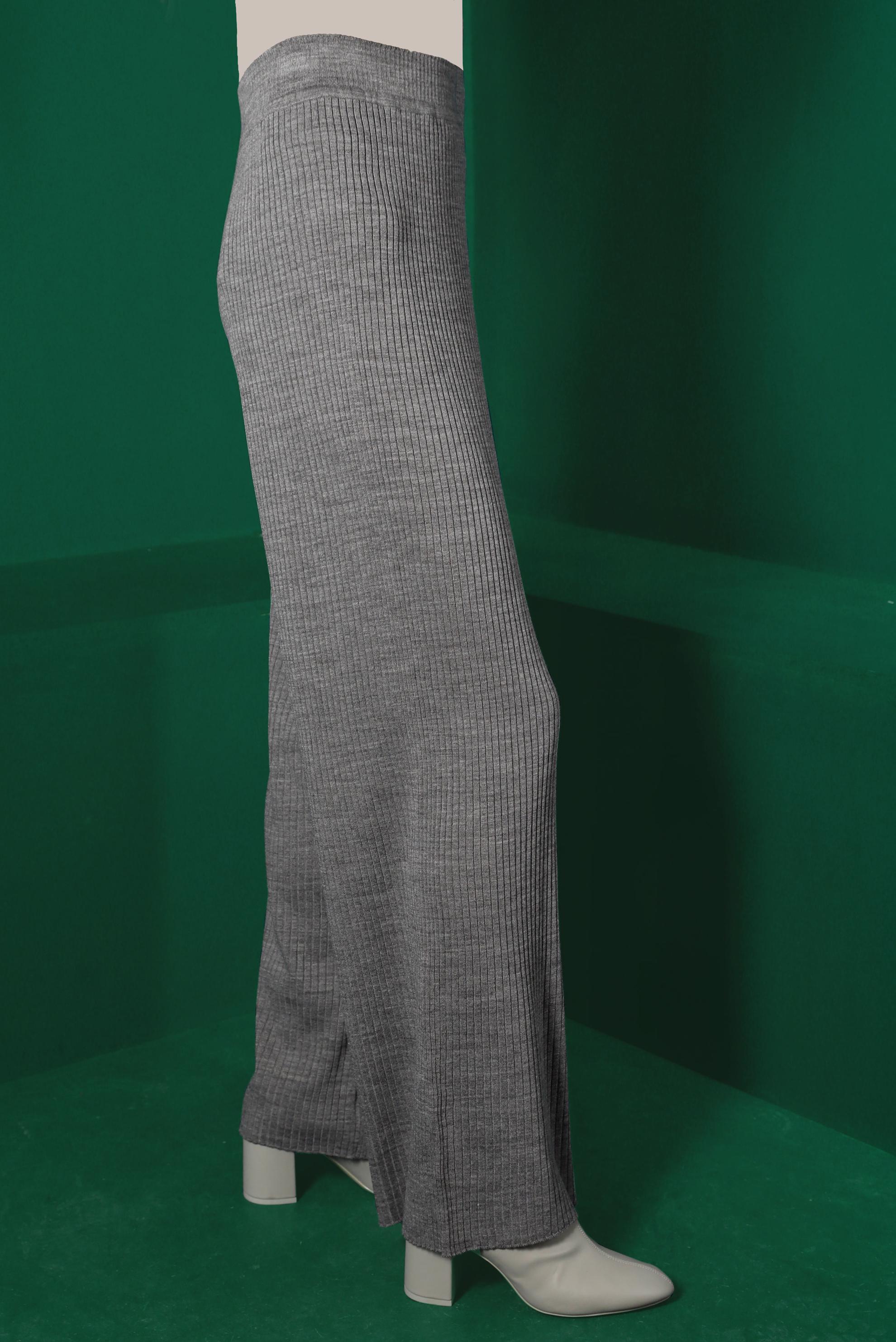 Tesettür giyim GRİ FİTİLLİ TRİKO PANTOLON 70432 