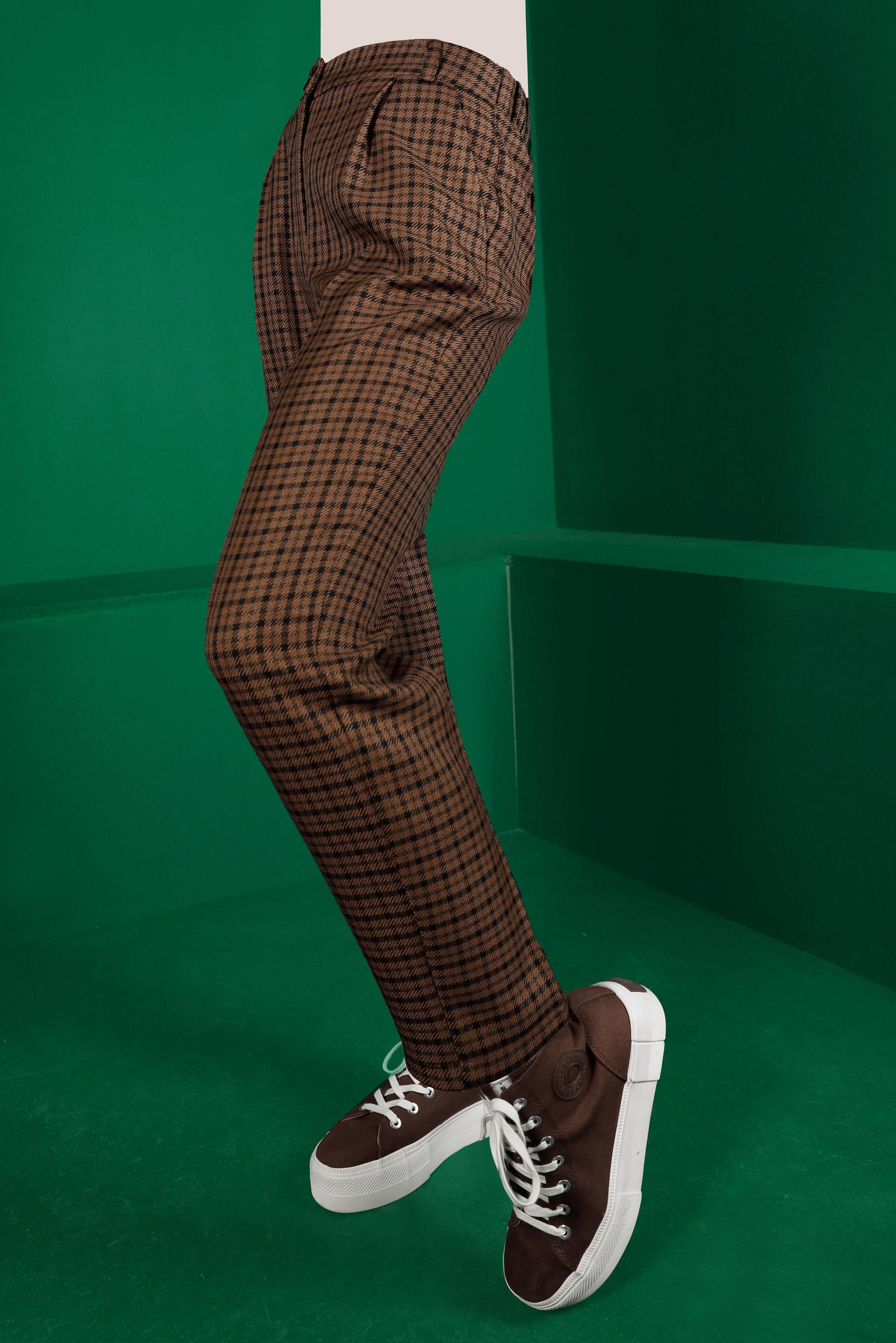 Tesettür giyim TABA KLASİK EKOSE PANTOLON 70435 