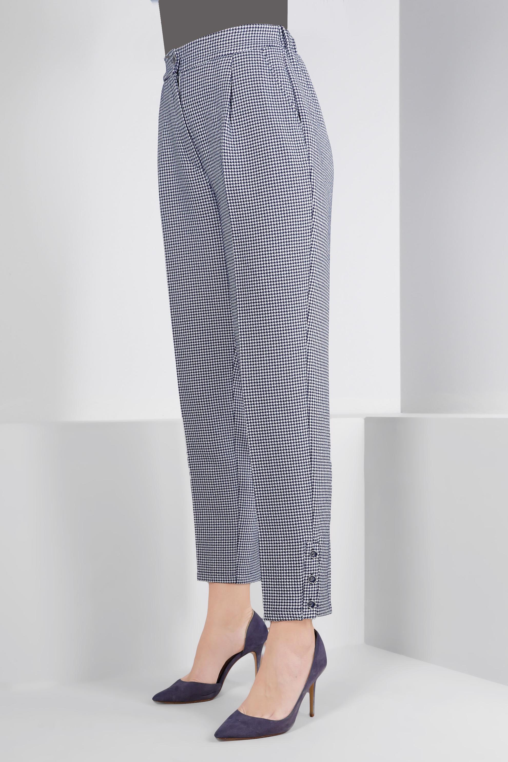 Tesettür giyim LACİVERT KAZAYAĞI DESENLİ KLASİK PANTOLON 70437 