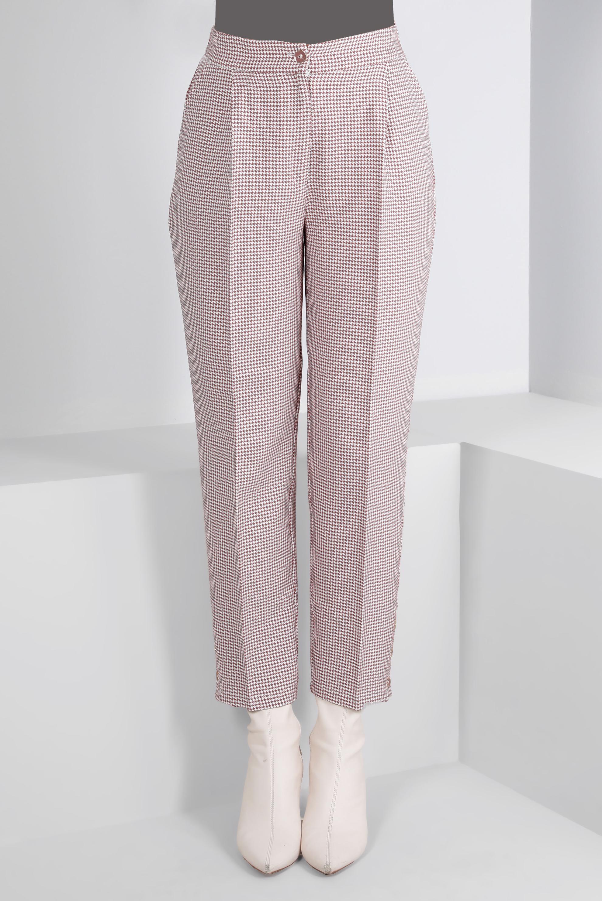 Tesettür giyim PUDRA KAZAYAĞI DESENLİ KLASİK PANTOLON 70437 