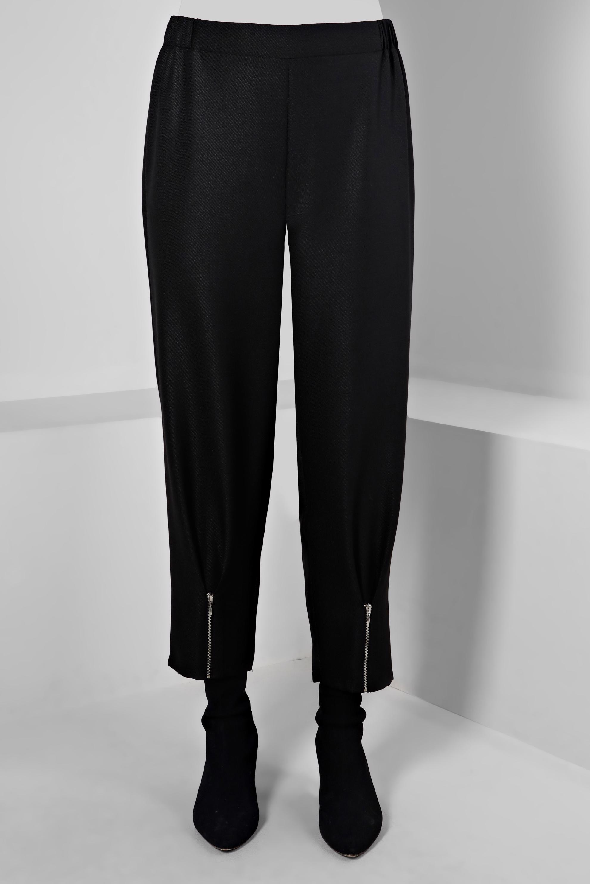 Tesettür giyim SİYAH PAÇASI FERMUAR DETAYLI PANTOLON 70438