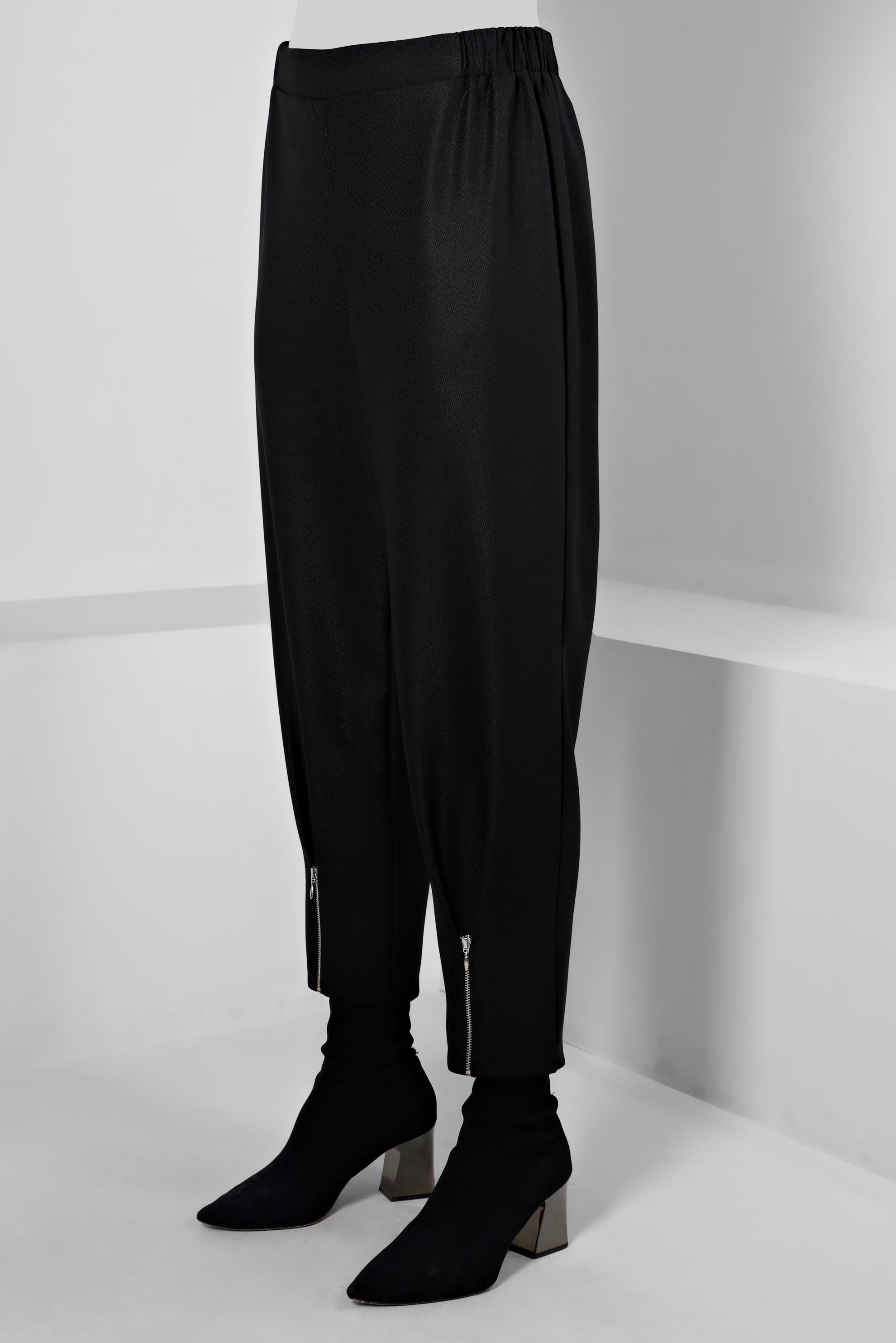 Tesettür giyim SİYAH PAÇASI FERMUAR DETAYLI PANTOLON 70438