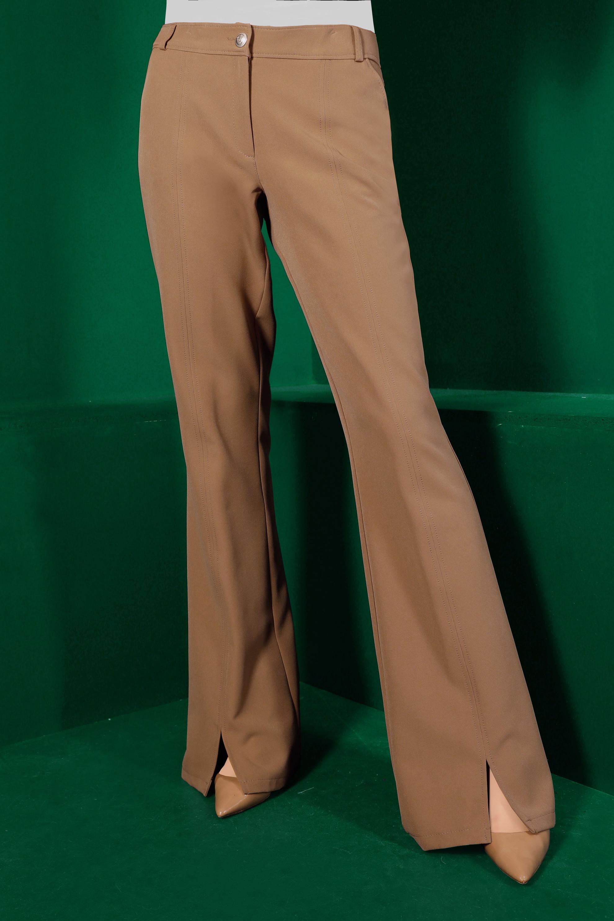 Tesettür giyim KAHVE YIRTMAÇ DETAYLI PANTOLON 70439 