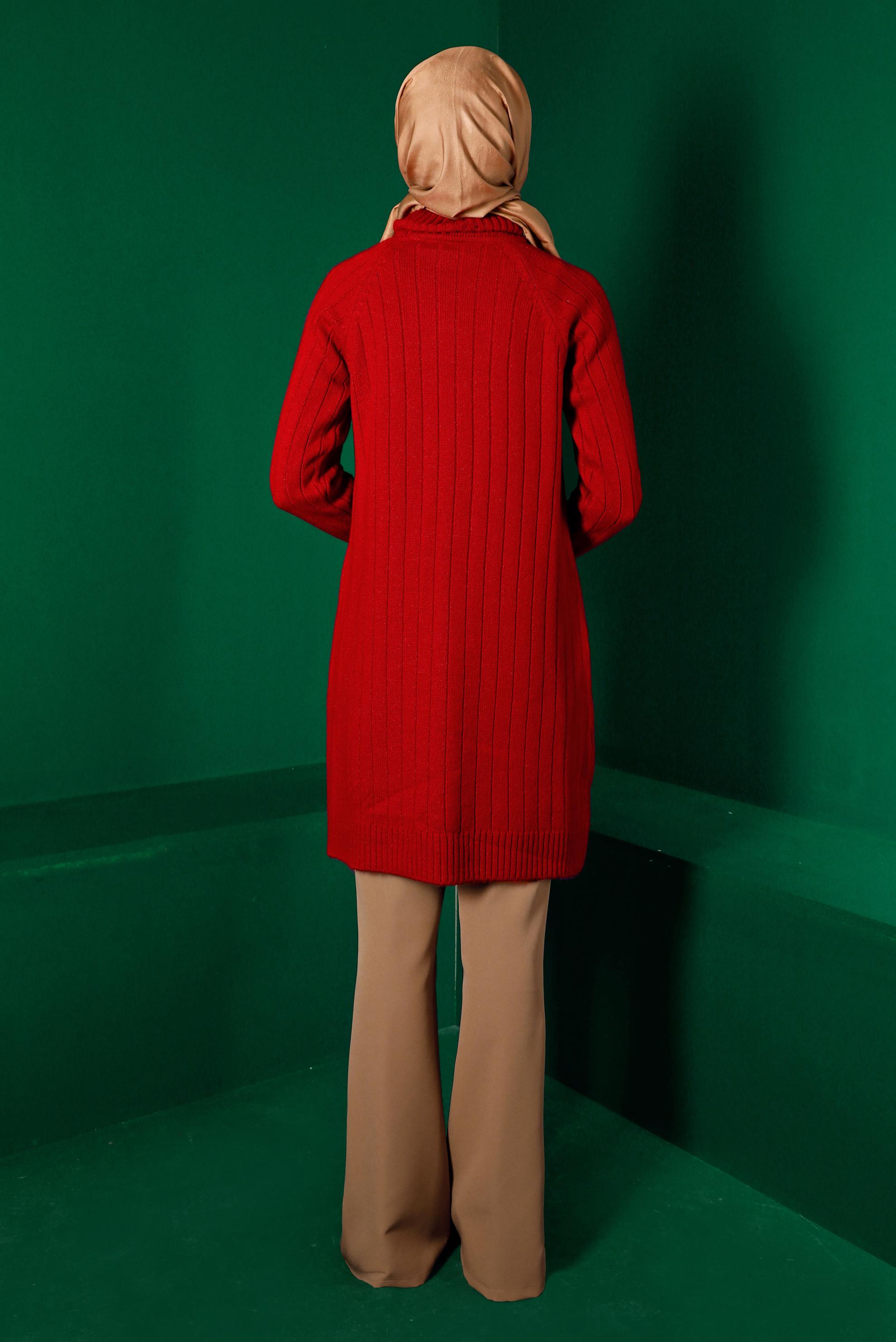 Tesettür giyim KAHVE YIRTMAÇ DETAYLI PANTOLON 70439 