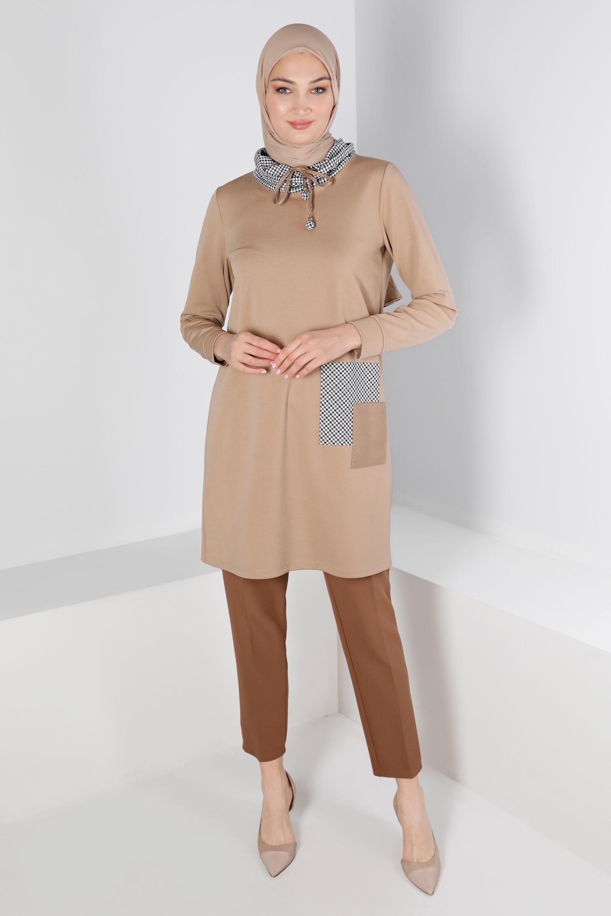 Tesettür giyim TABA HAVUÇ KESİM PANTOLON 70440 