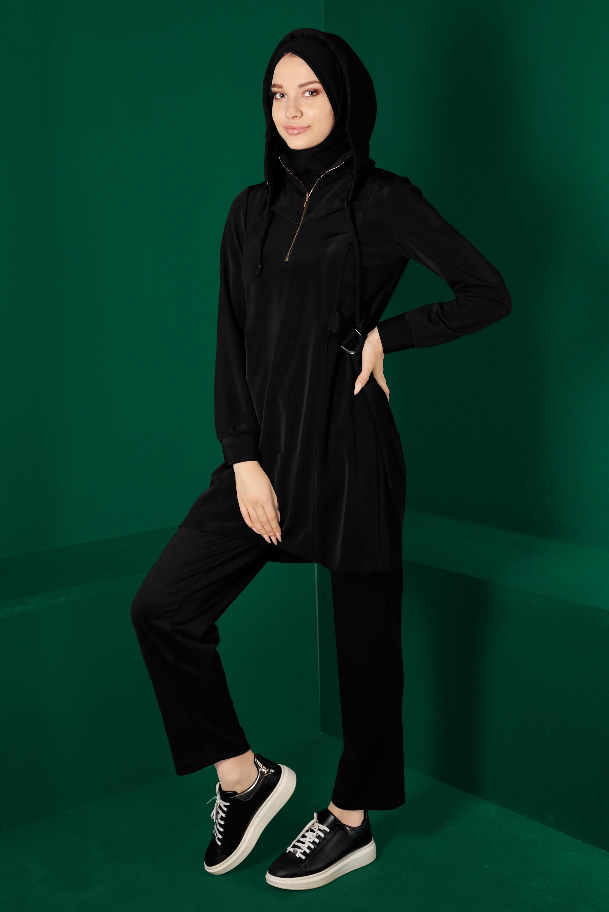 Tesettür giyim SİYAH HAVUÇ KESİM PANTOLON 70441