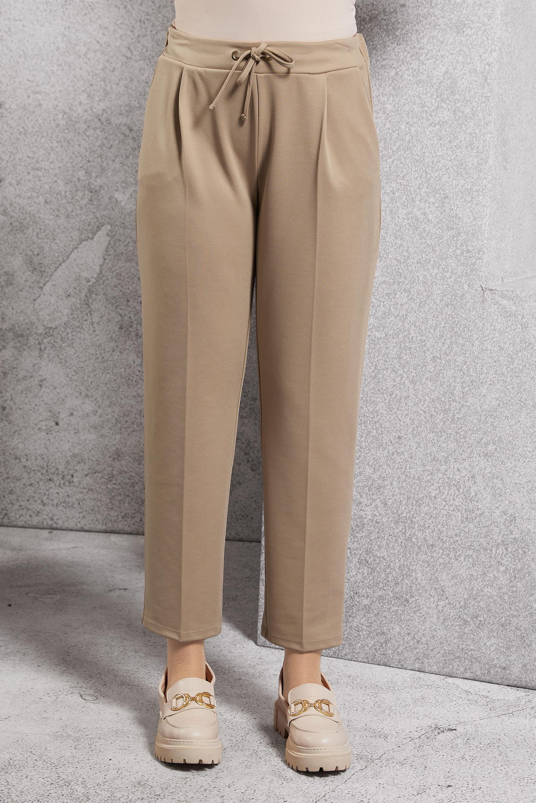 Tesettür giyim BEJ HAVUÇ KESİM PANTOLON 70441