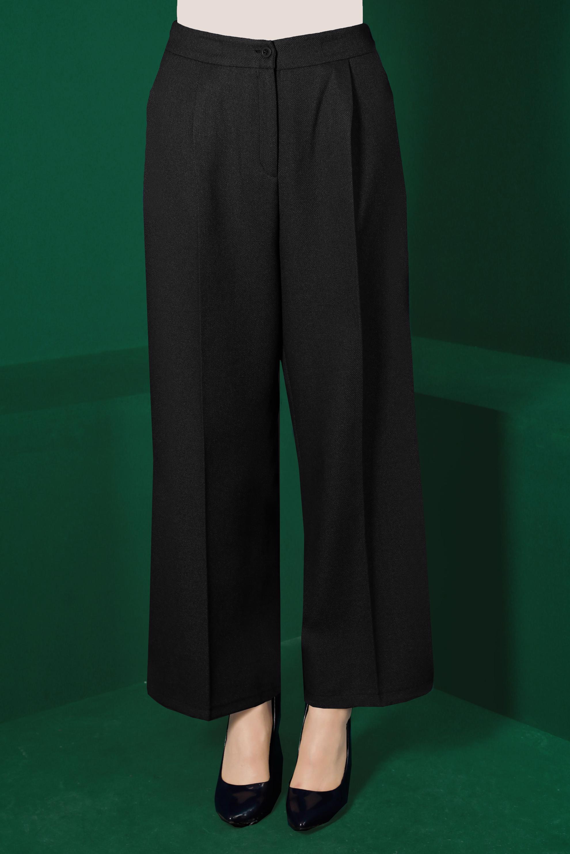 Tesettür giyim SİYAH PİLE DETAYLI KLASİK PANTOLON 70442