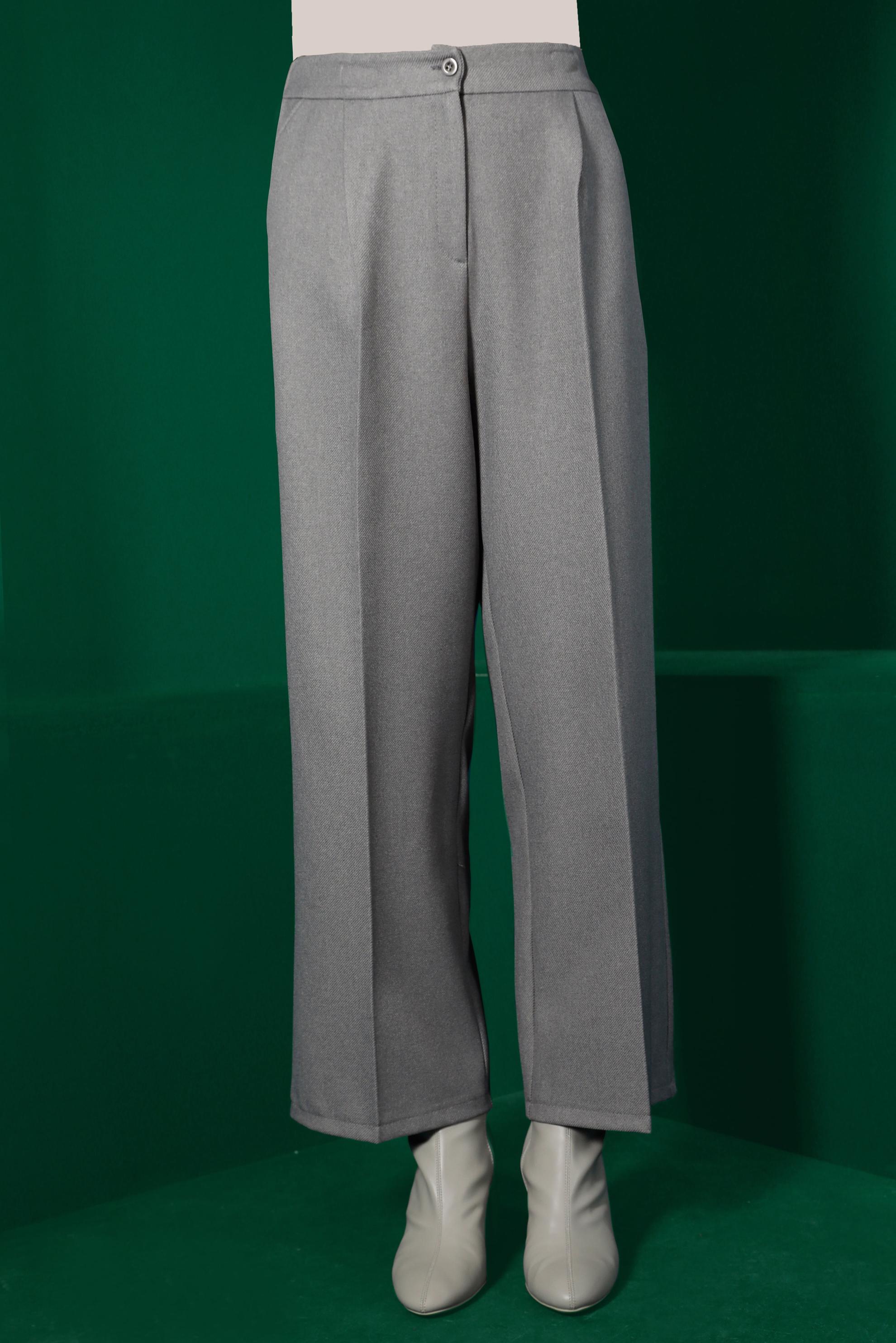 Tesettür giyim GRİ PİLE DETAYLI KLASİK PANTOLON 70442
