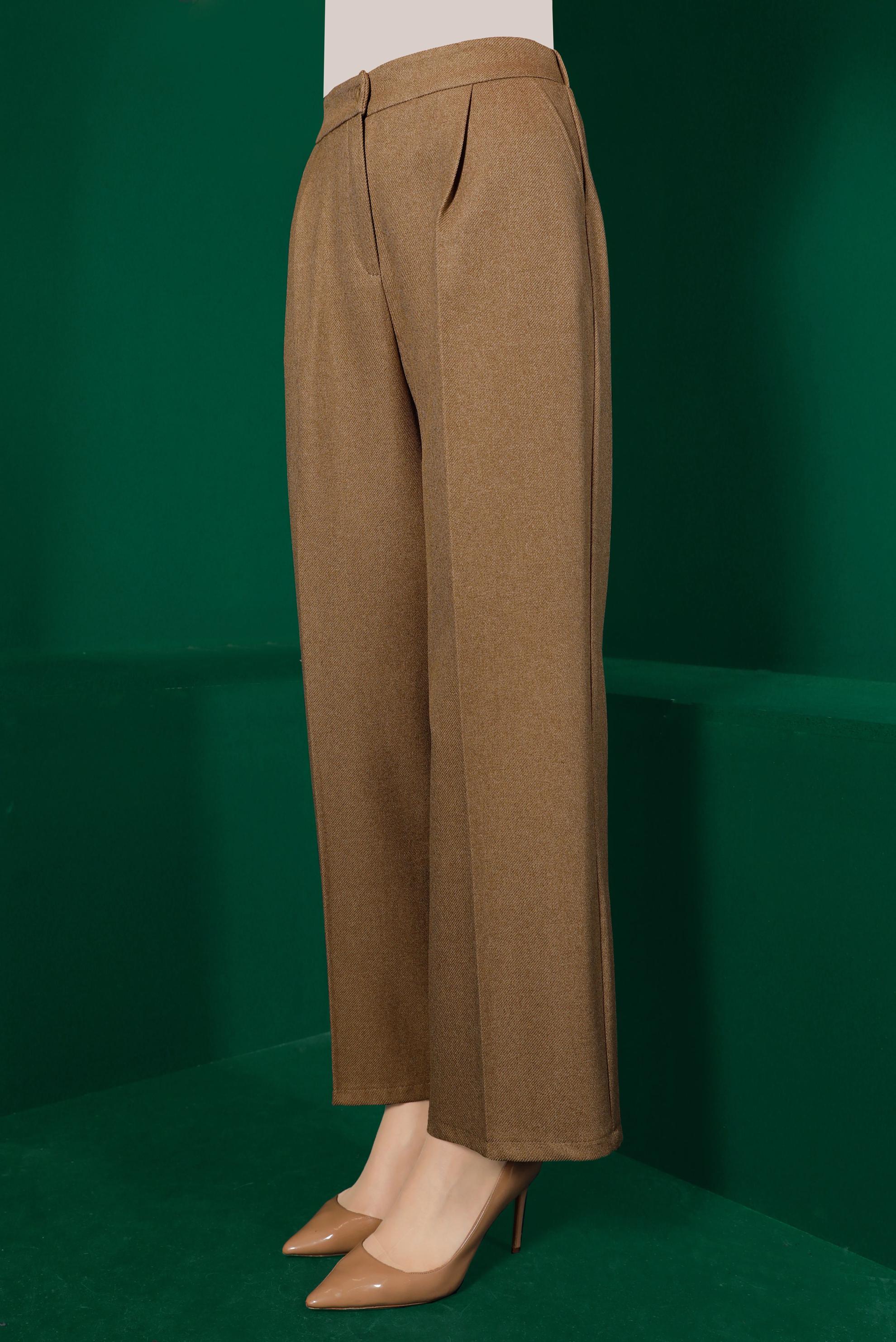 Tesettür giyim KAHVE PİLE DETAYLI KLASİK PANTOLON 70442