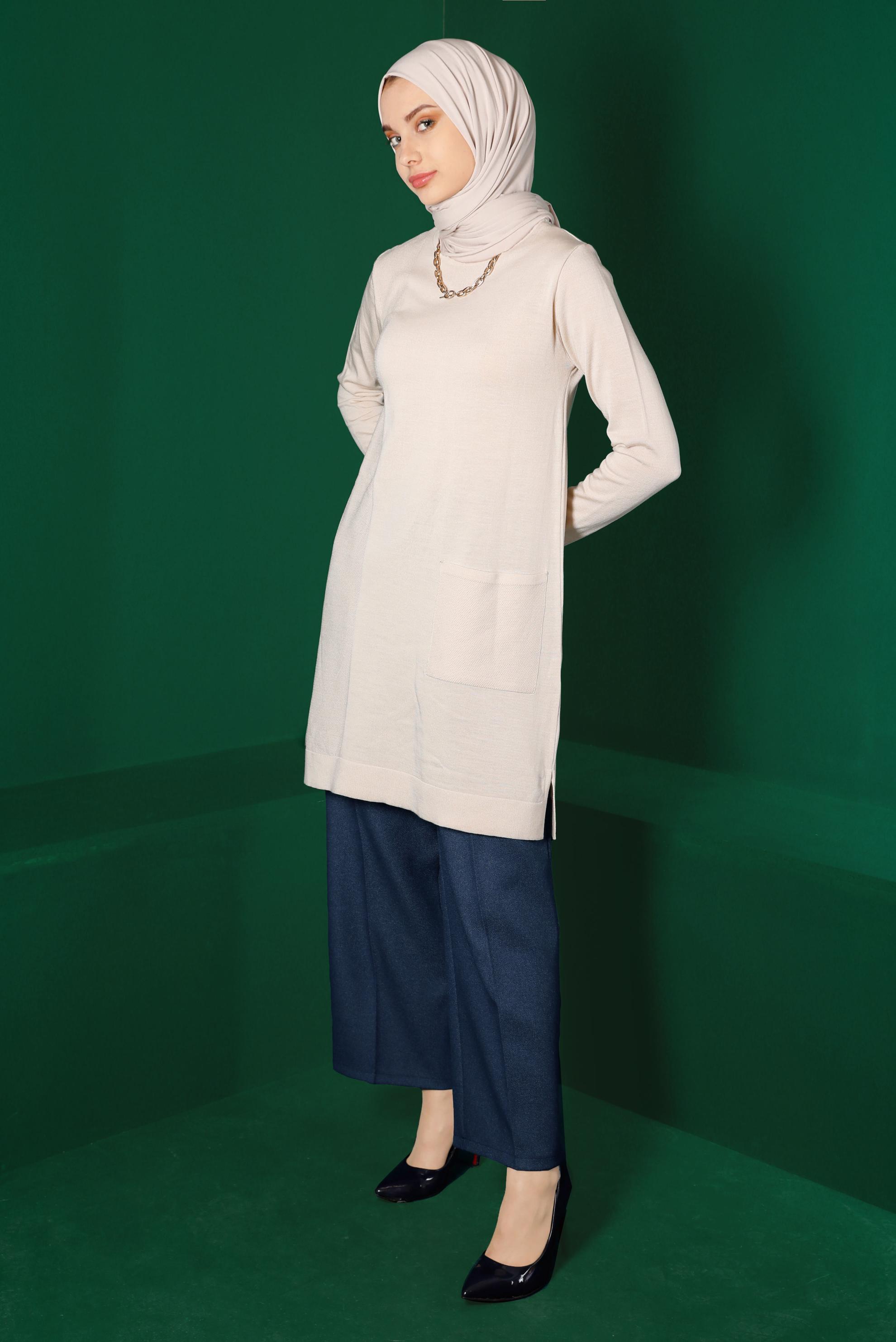 Tesettür giyim LACİVERT PİLE DETAYLI KLASİK PANTOLON 70442