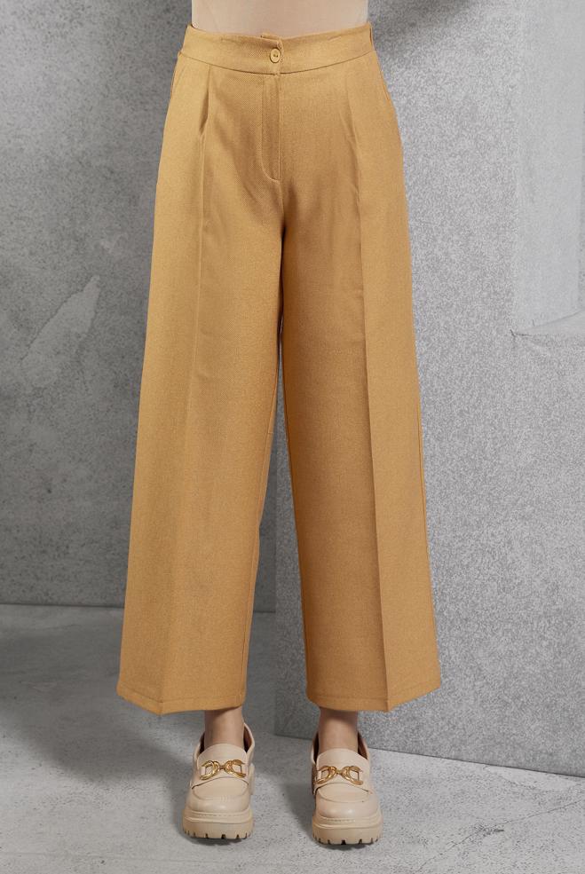 Tesettür giyim TURUNCU PİLE DETAYLI KLASİK PANTOLON 70442 - ALVİNA