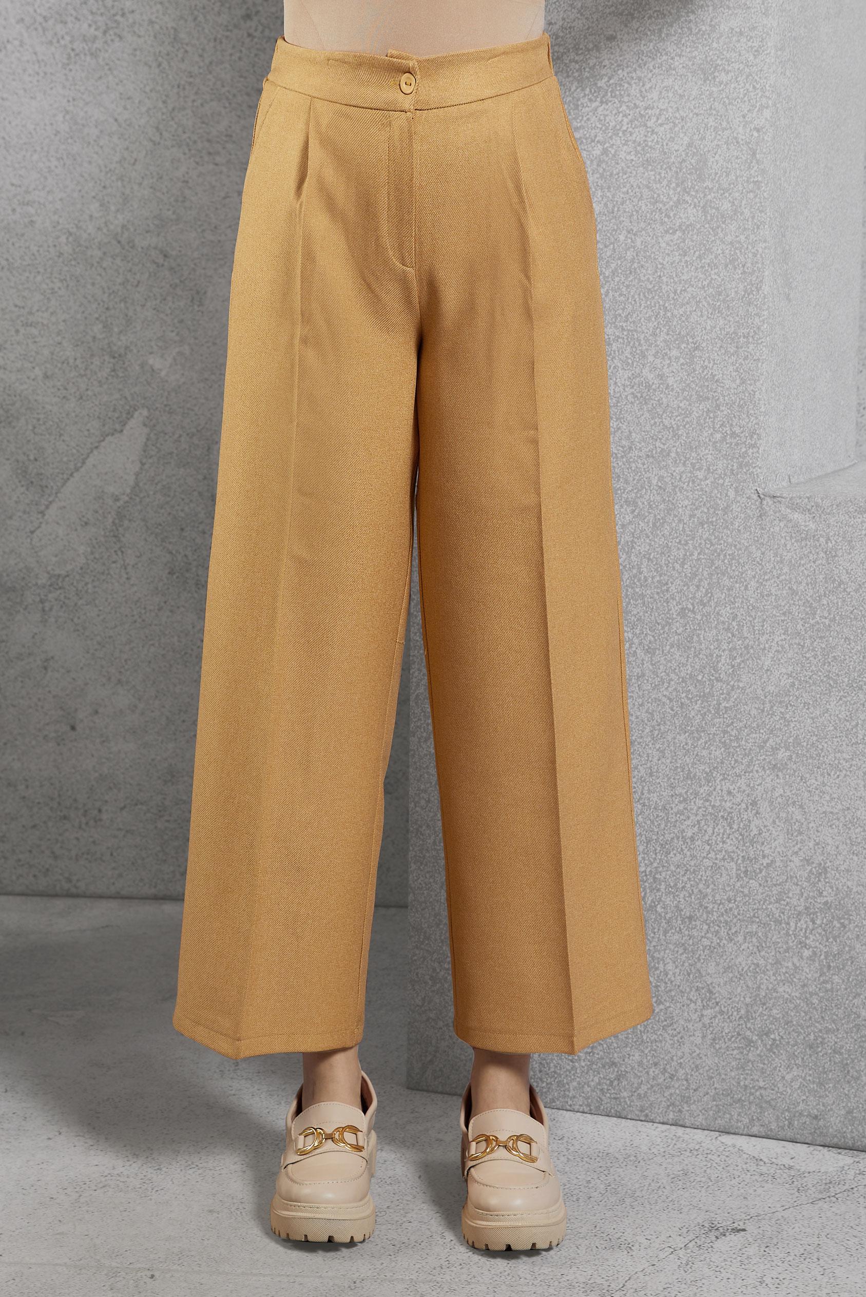 Tesettür giyim TURUNCU PİLE DETAYLI KLASİK PANTOLON 70442