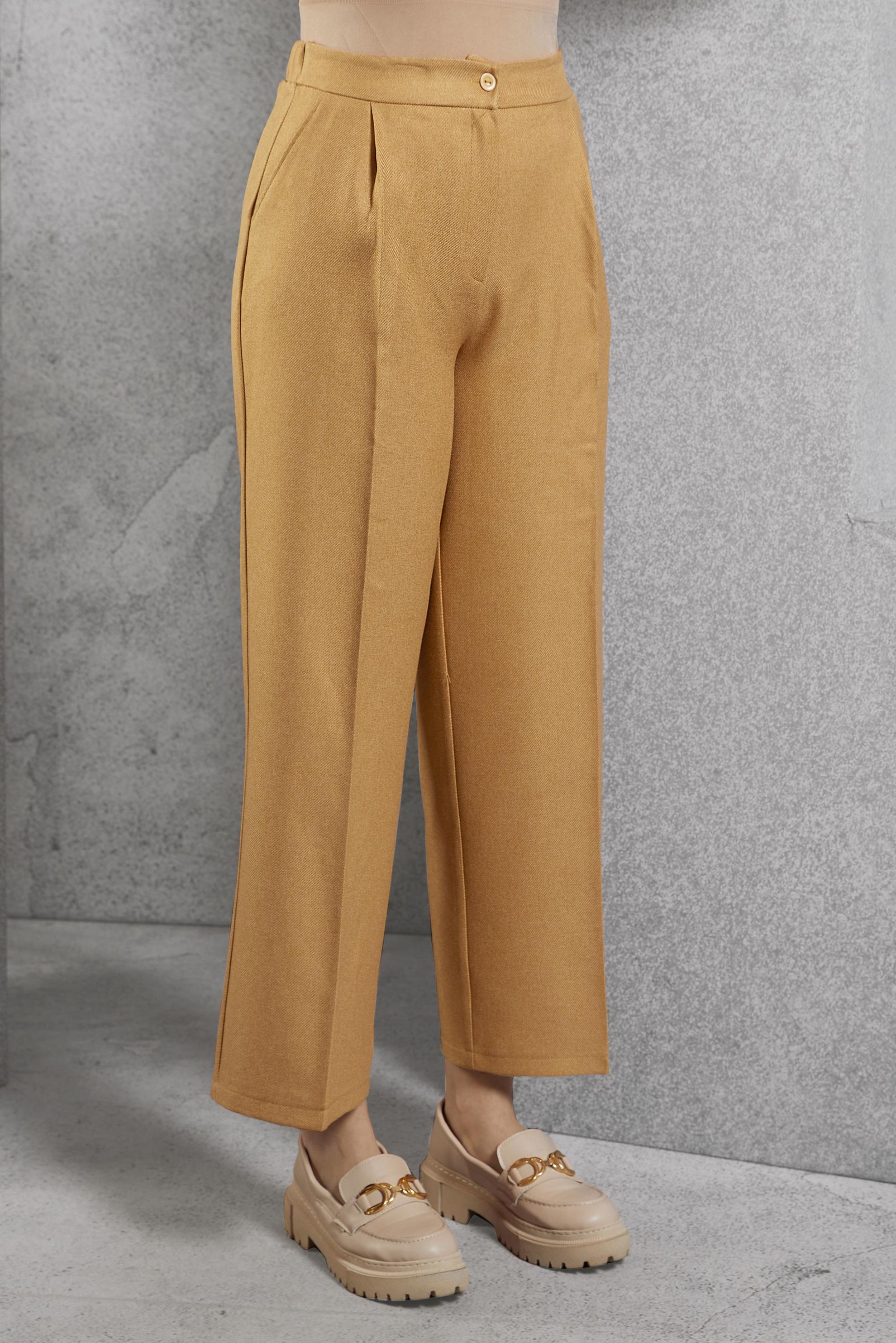 Tesettür giyim TURUNCU PİLE DETAYLI KLASİK PANTOLON 70442