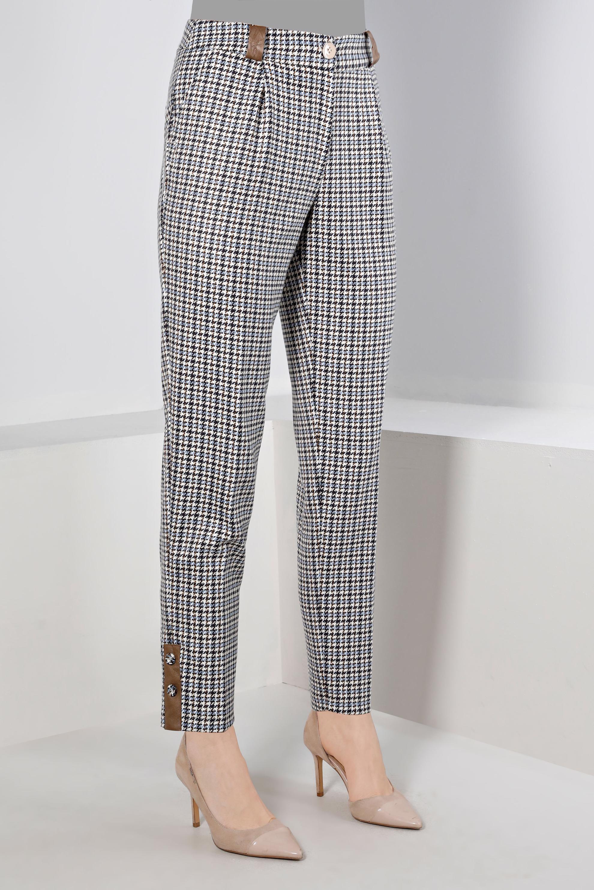 Tesettür giyim MAVİ KAZAYAĞI DESENLİ PANTOLON 70443	