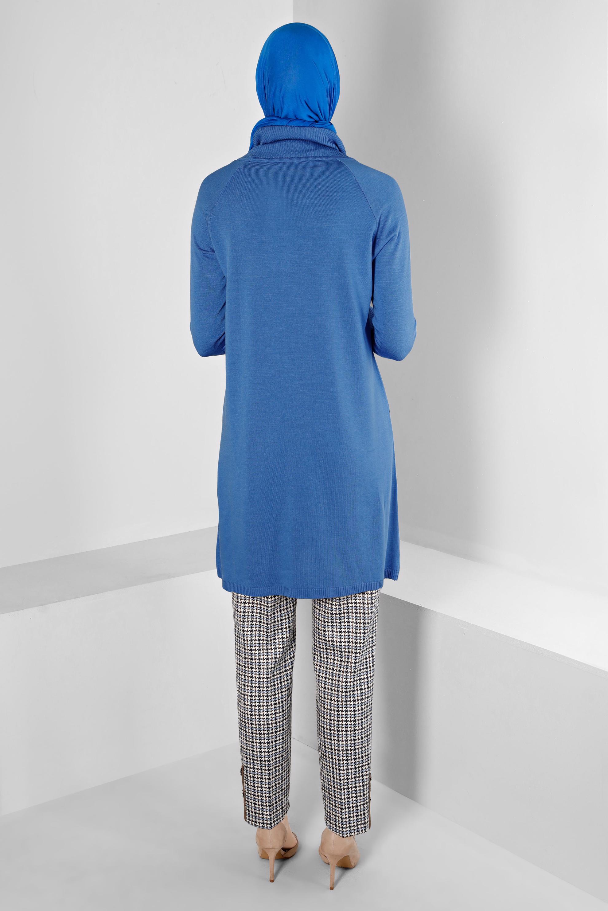 Tesettür giyim MAVİ KAZAYAĞI DESENLİ PANTOLON 70443	