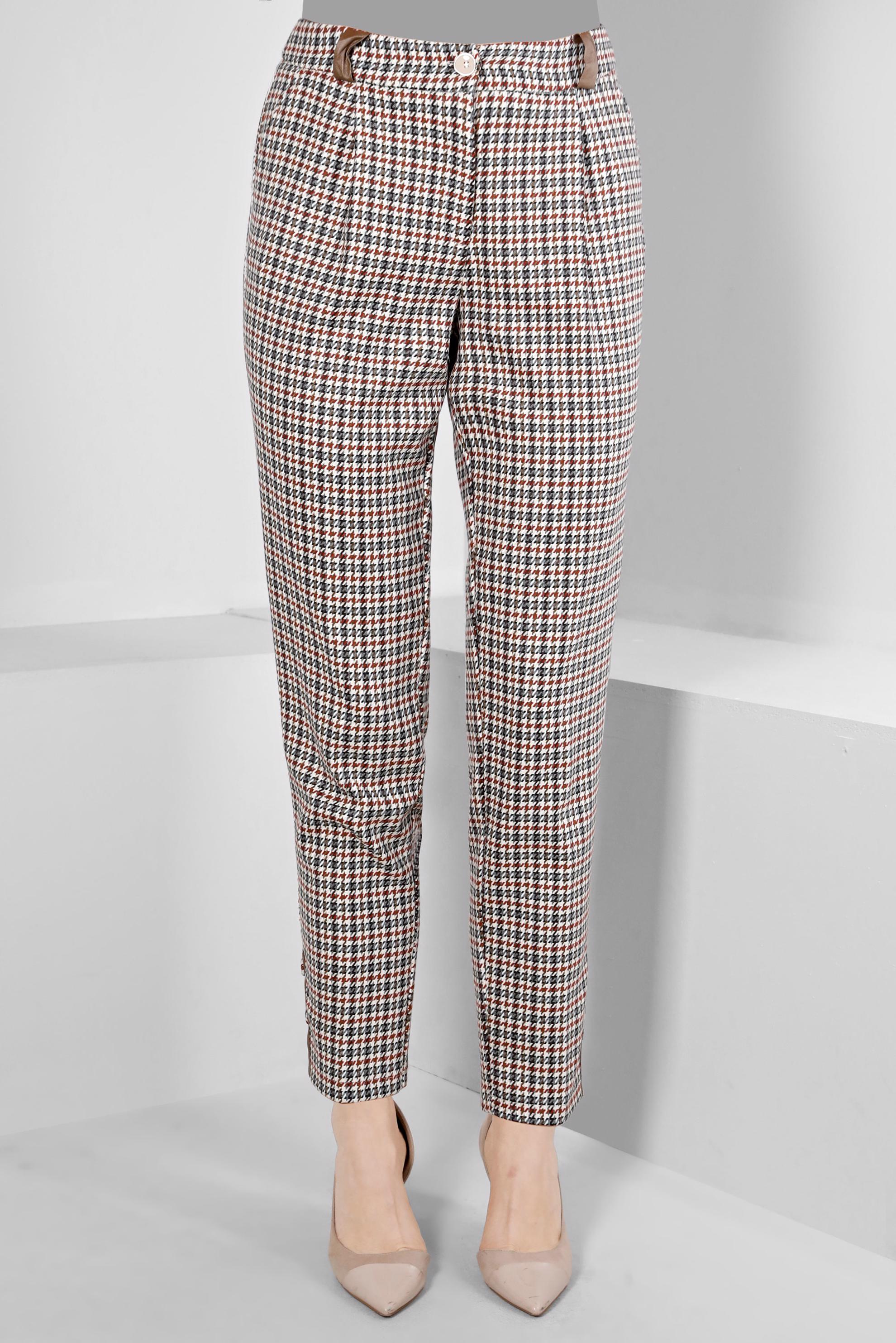 Tesettür giyim TURUNCU KAZAYAĞI DESENLİ PANTOLON 70443	