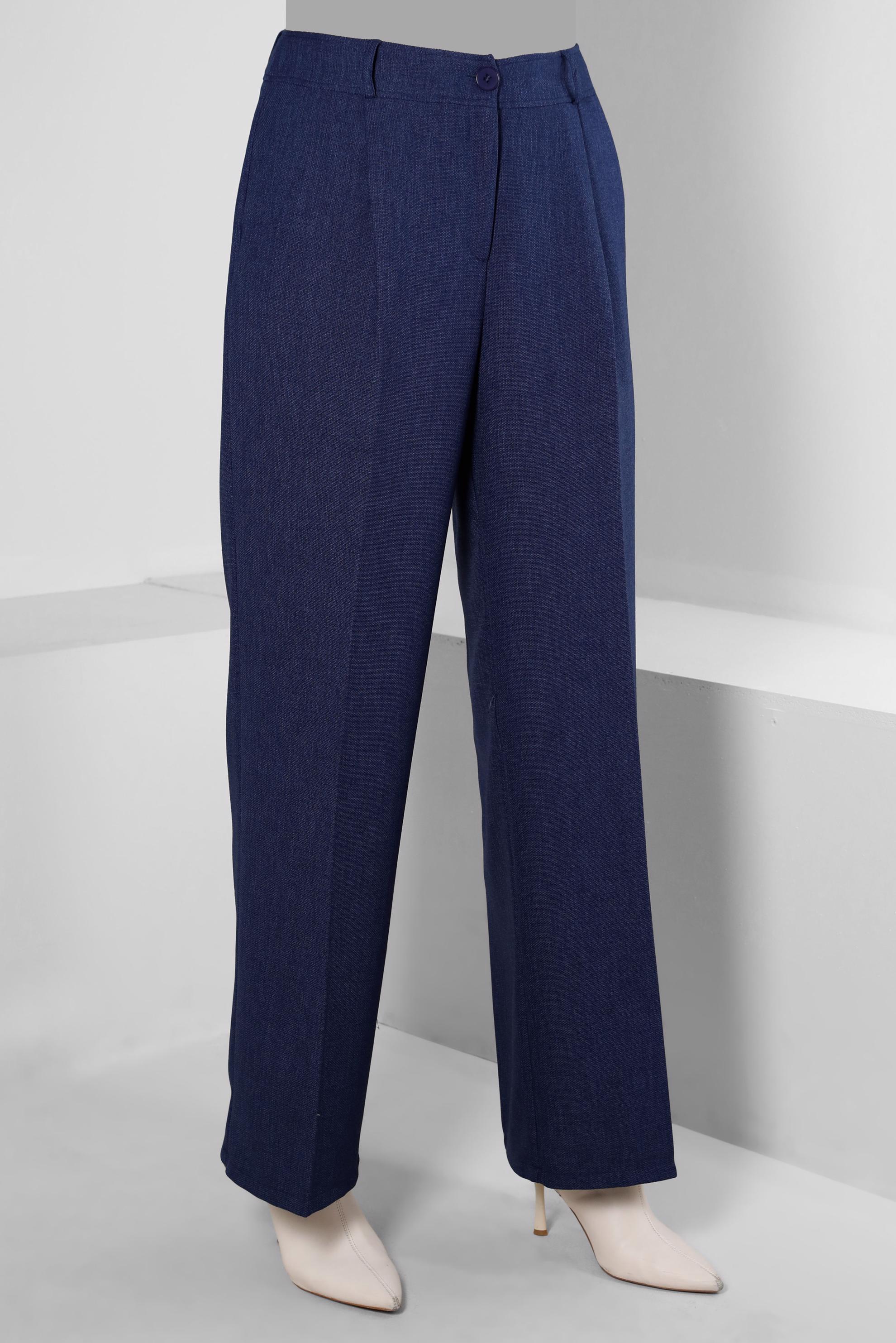 Tesettür giyim LACİVERT PİLE DETAYLI KLASİK PANTOLON 70444 