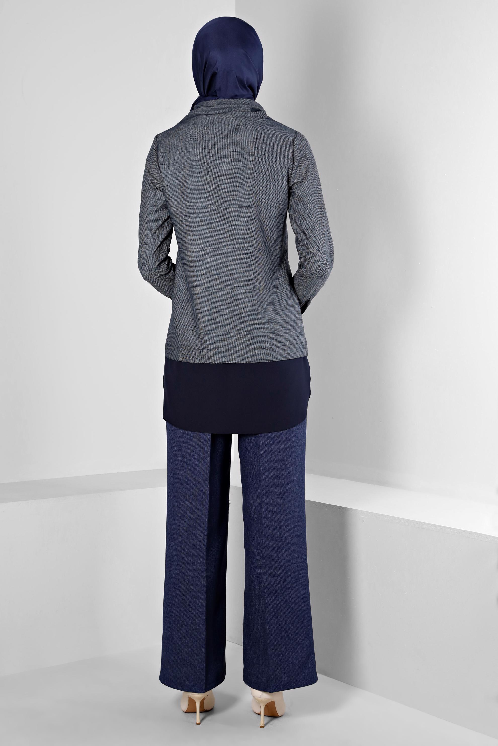 Tesettür giyim LACİVERT PİLE DETAYLI KLASİK PANTOLON 70444 