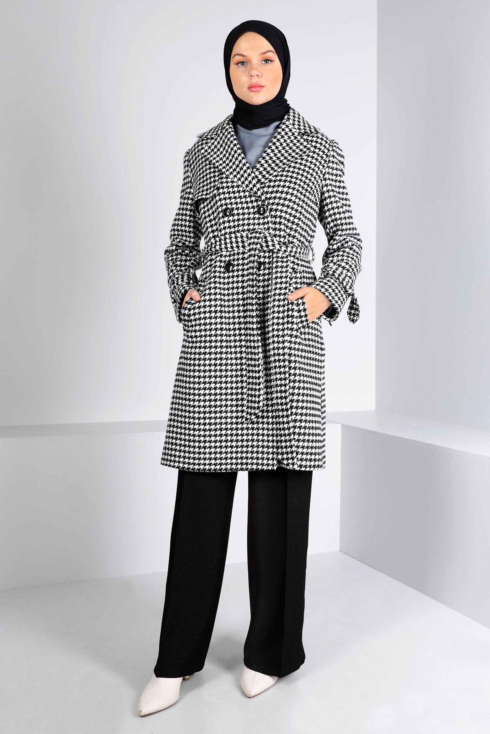 Tesettür giyim SİYAH ÇITÇIT DETAYLI BOL KESİM PANTOLON 70445 