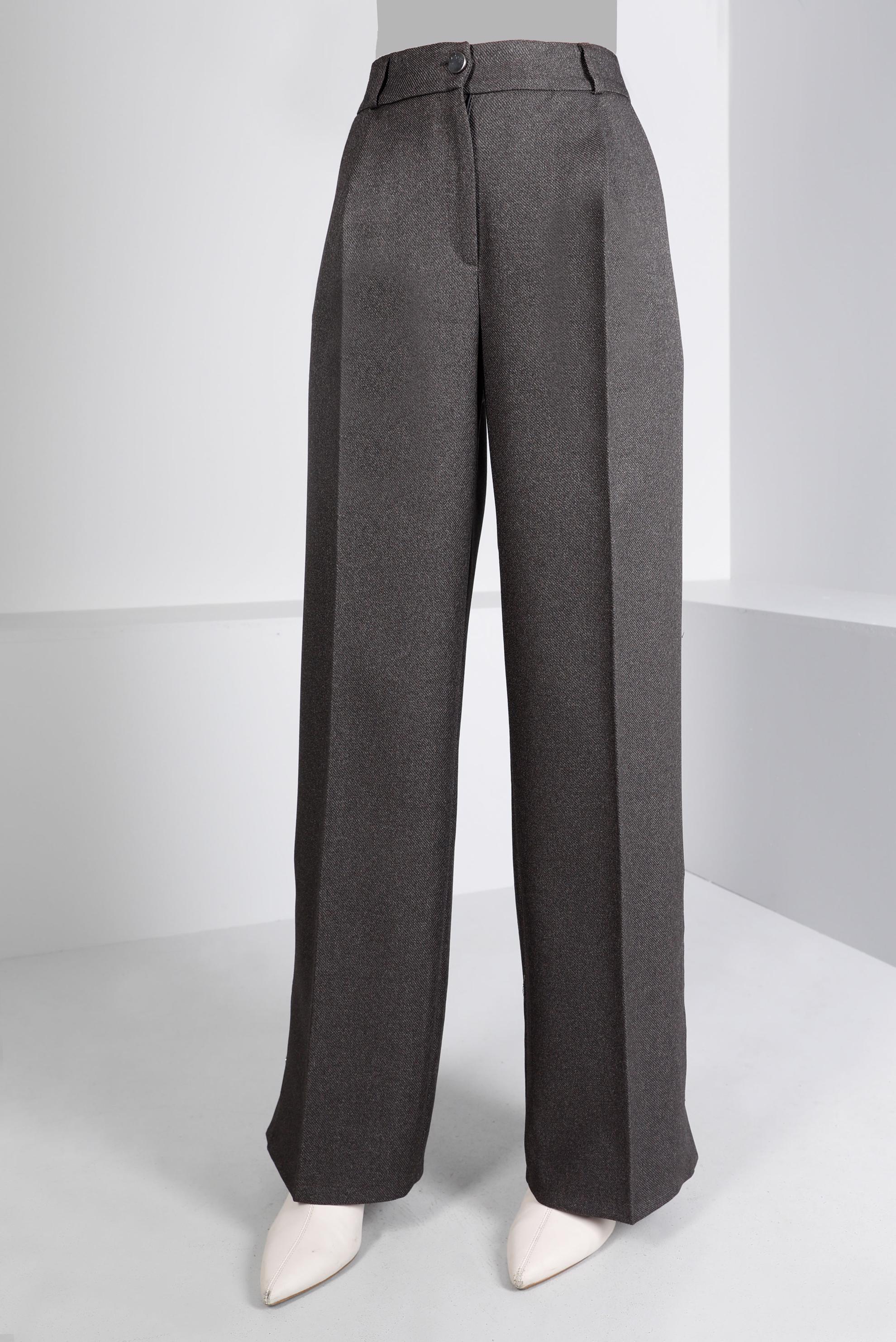 Hijab clothing GREY SNAP DETAIL WIDE CUT TROUSERS 70445 