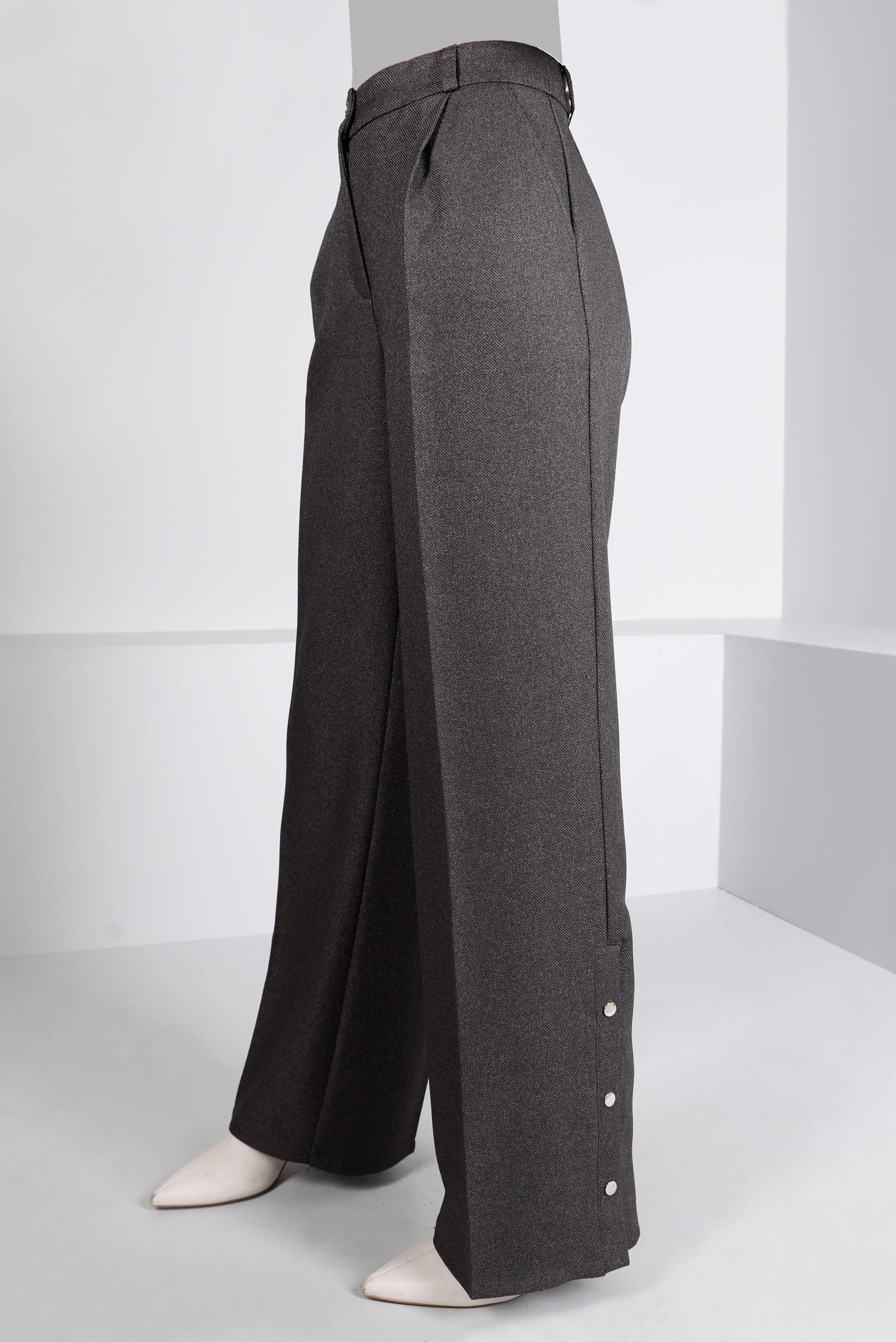 Hijab clothing GREY SNAP DETAIL WIDE CUT TROUSERS 70445 