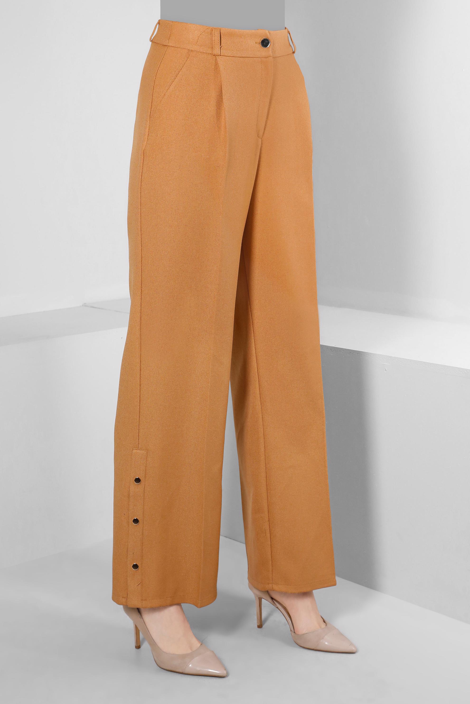 Tesettür giyim TURUNCU ÇITÇIT DETAYLI BOL KESİM PANTOLON 70445 