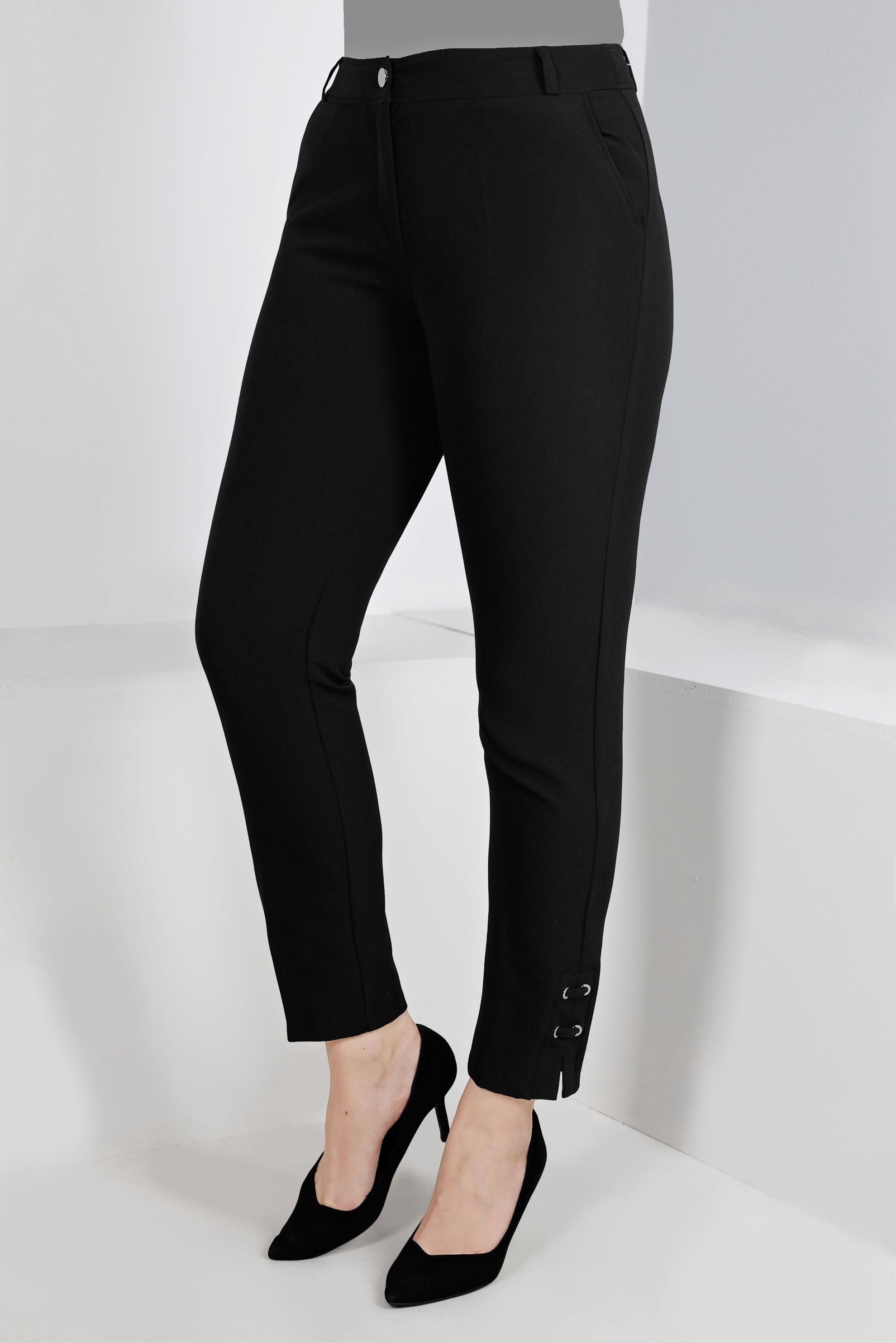 Tesettür giyim SİYAH KUŞGÖZÜ DETAYLI KLASİK PANTOLON 70446