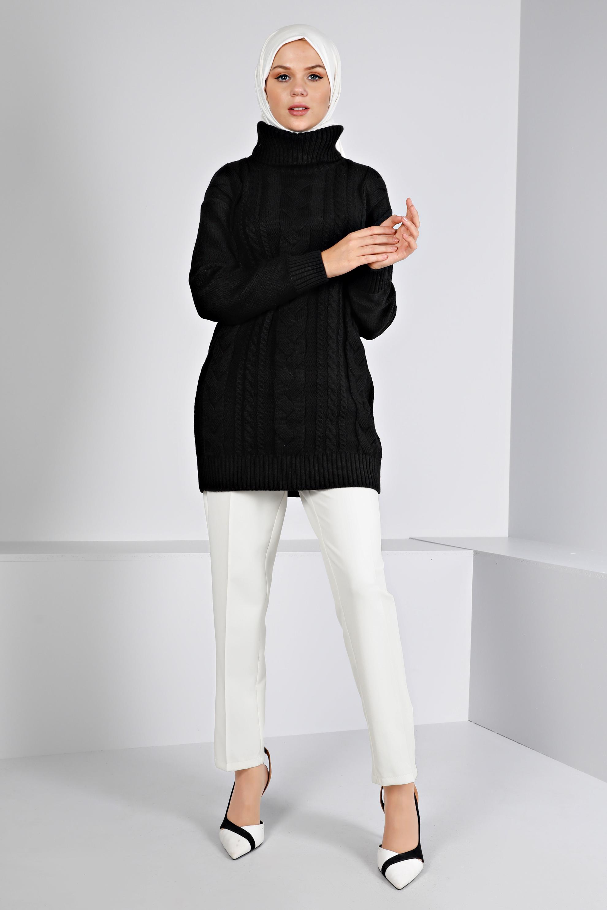 Tesettür giyim BEYAZ KUŞGÖZÜ DETAYLI KLASİK PANTOLON 70446