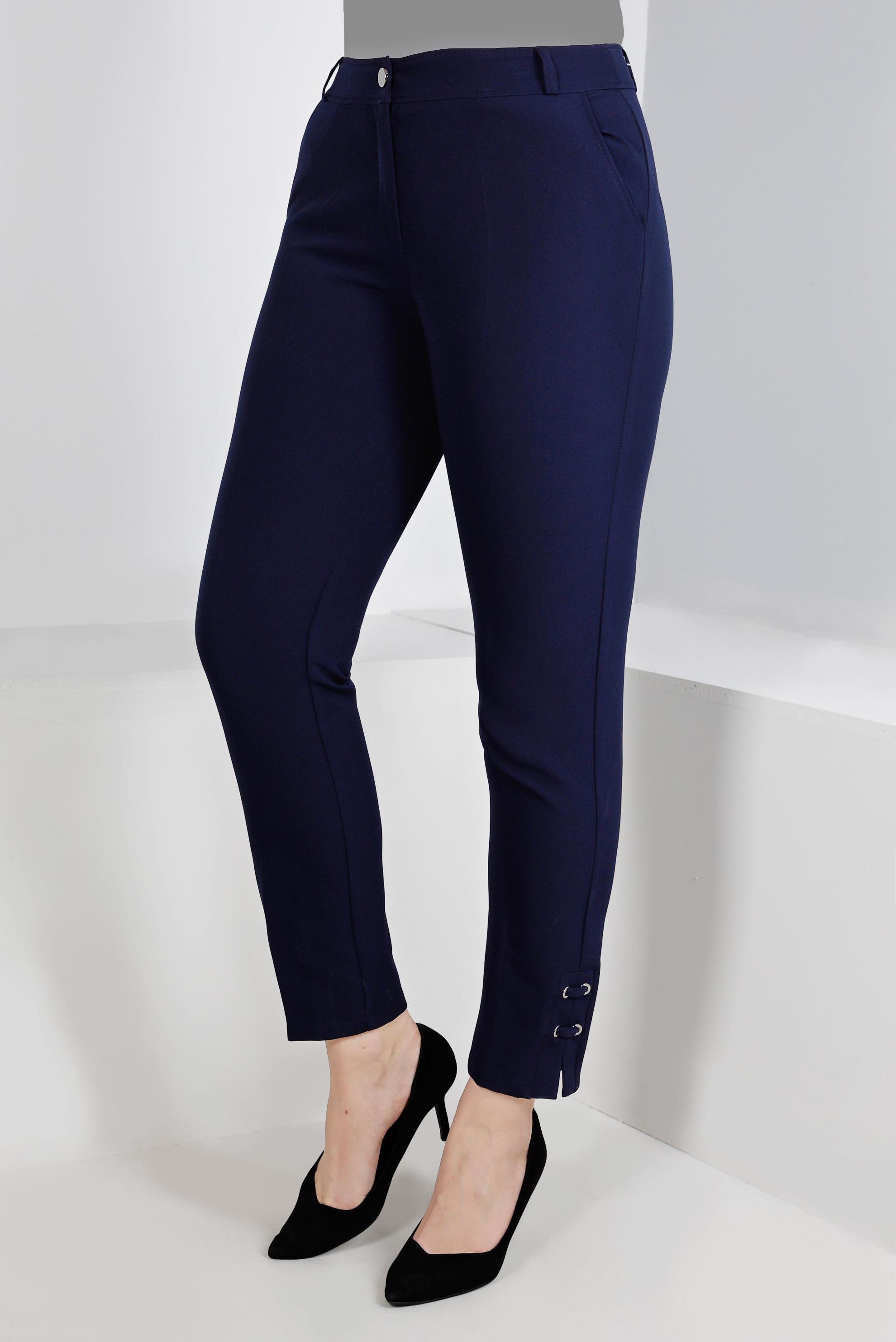 Tesettür giyim LACİVERT KUŞGÖZÜ DETAYLI KLASİK PANTOLON 70446