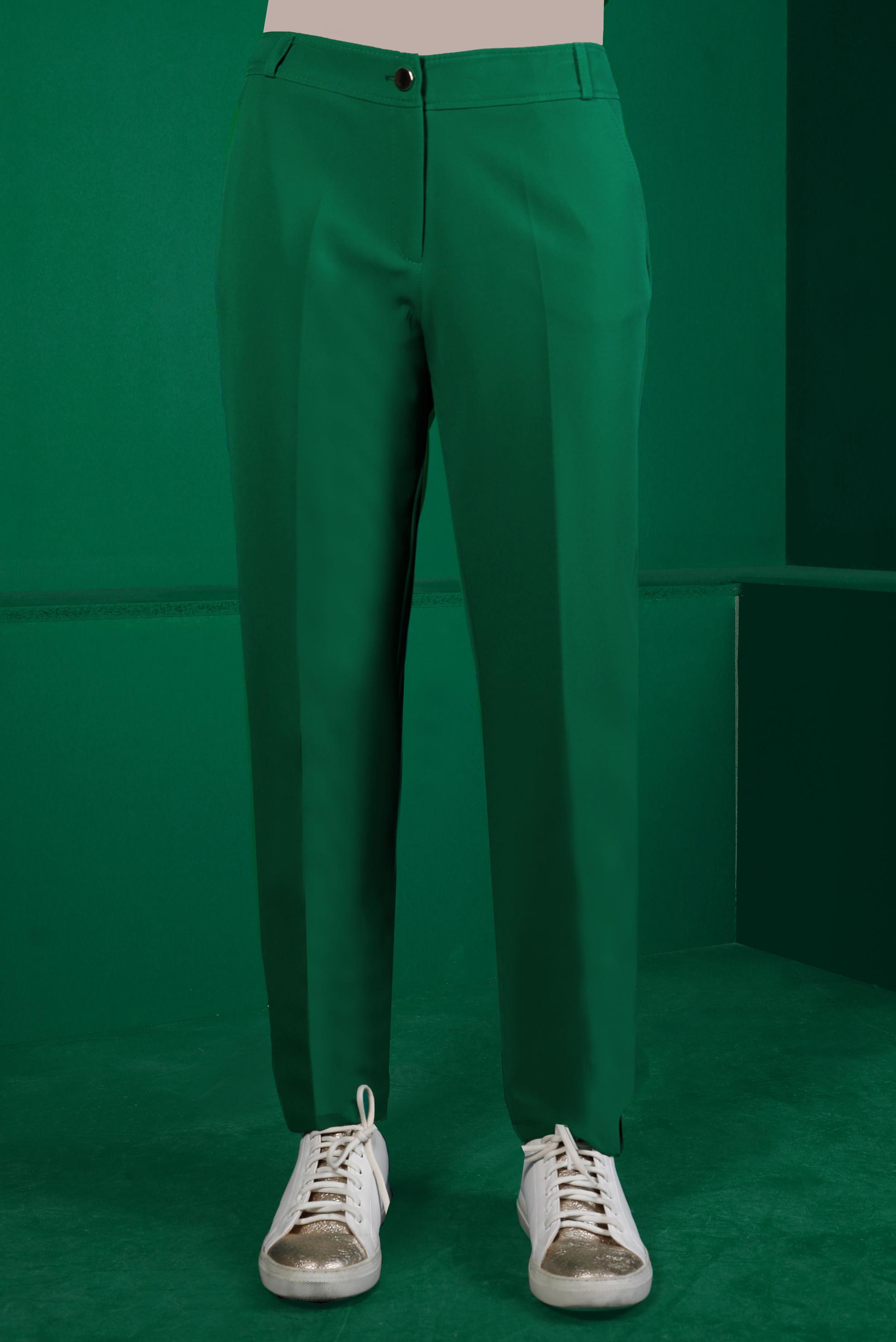 Tesettür giyim YEŞİL KUŞGÖZÜ DETAYLI KLASİK PANTOLON 70446