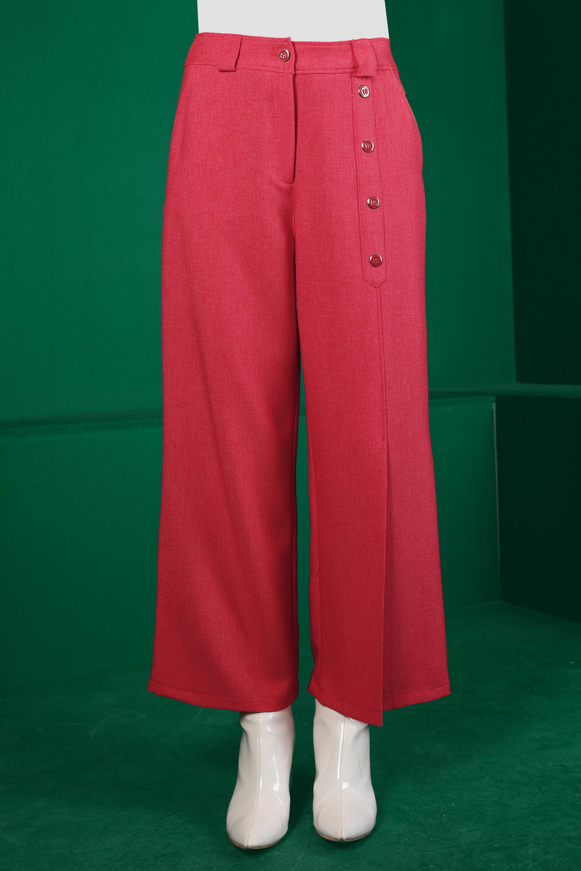 Tesettür giyim MERCAN PİLE DETAYLI DÜĞMELİ PANTOLON 70447 