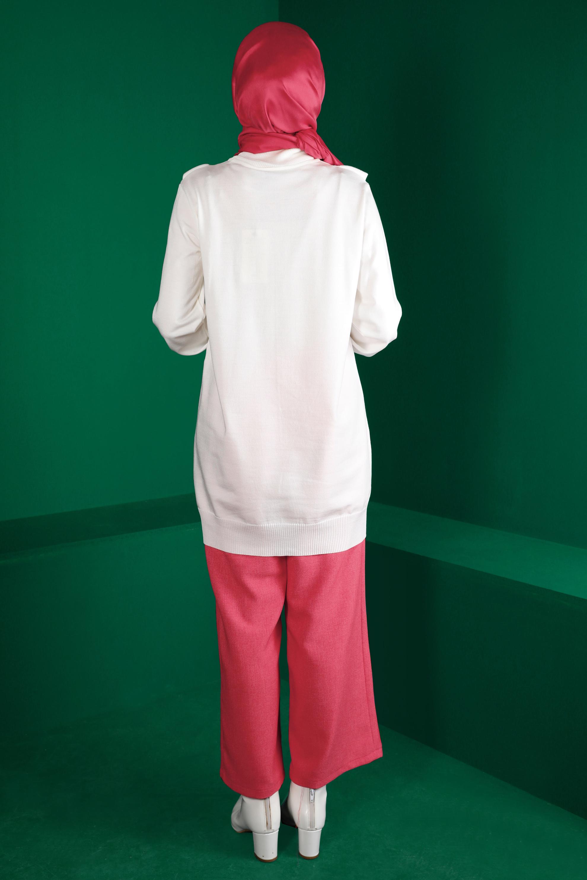 Tesettür giyim MERCAN PİLE DETAYLI DÜĞMELİ PANTOLON 70447 