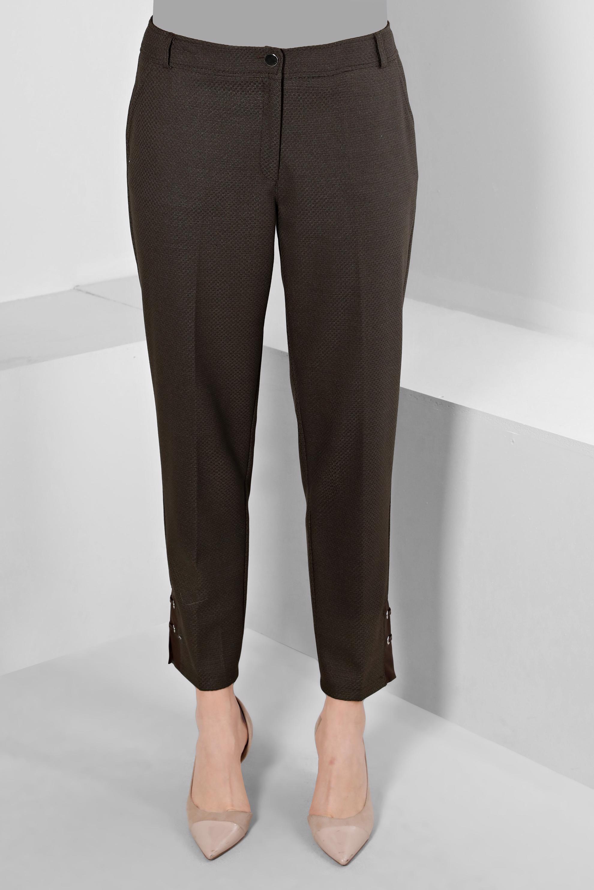 Tesettür giyim HAKİ KUŞGÖZÜ DETAYLI KLASİK KESİM PANTOLON 70449 