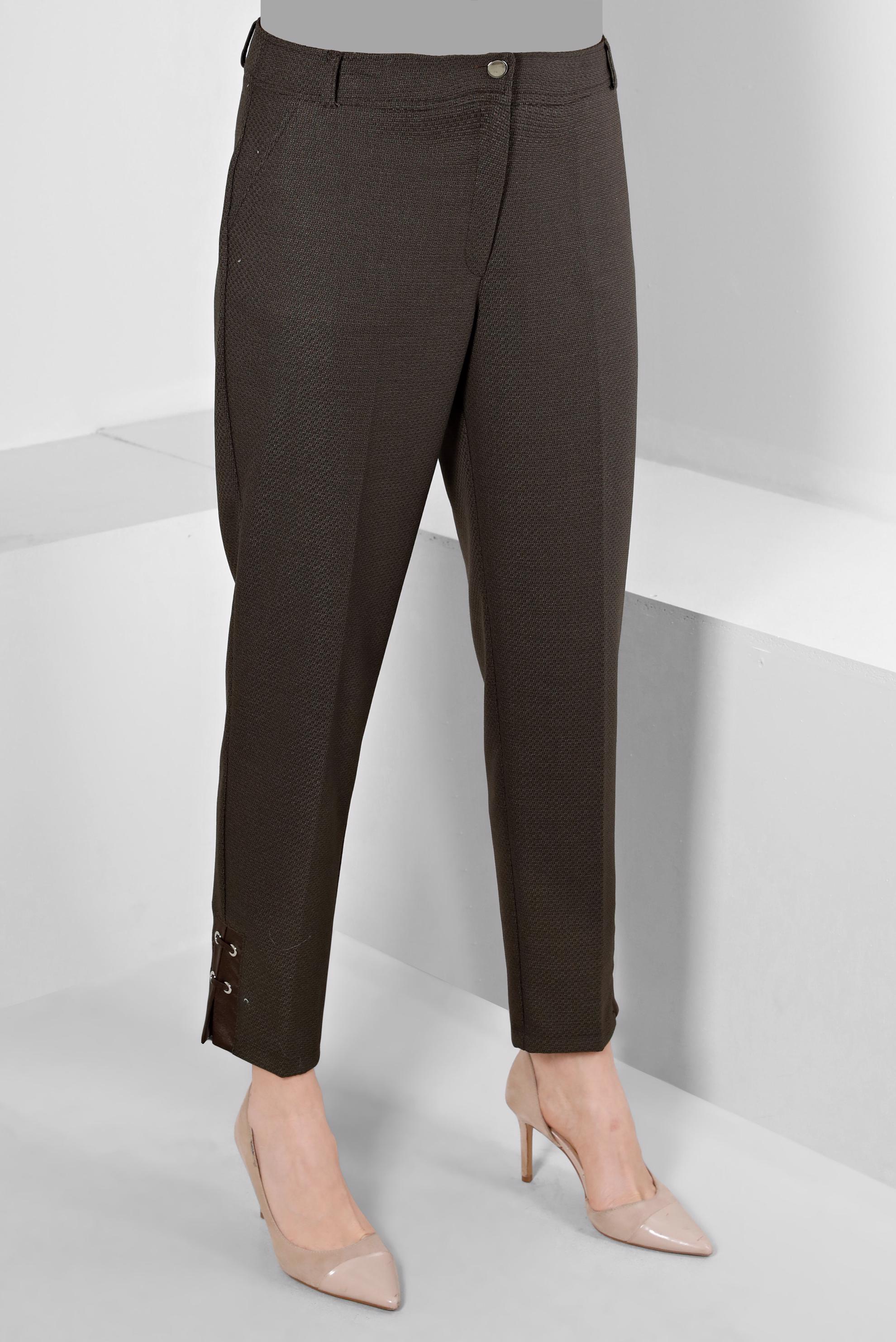 Tesettür giyim HAKİ KUŞGÖZÜ DETAYLI KLASİK KESİM PANTOLON 70449 