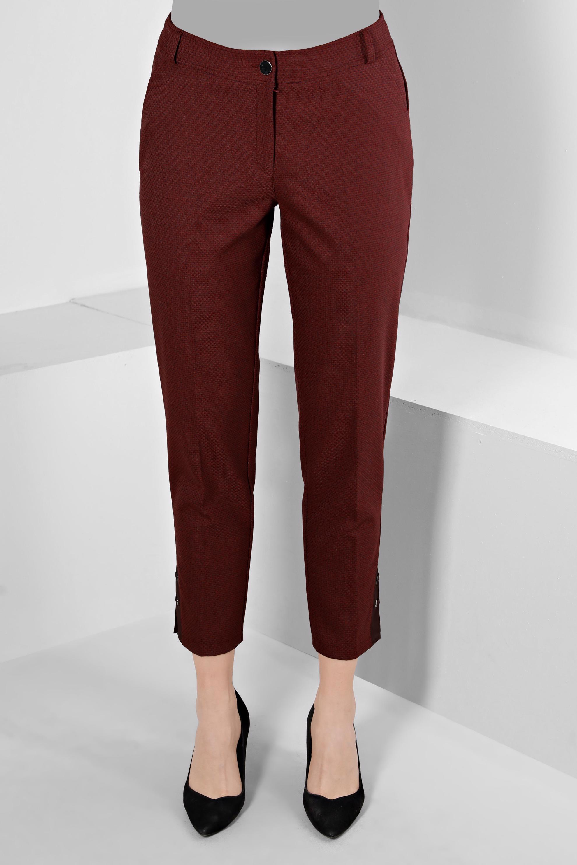 Tesettür giyim TURUNCU KUŞGÖZÜ DETAYLI KLASİK KESİM PANTOLON 70449 