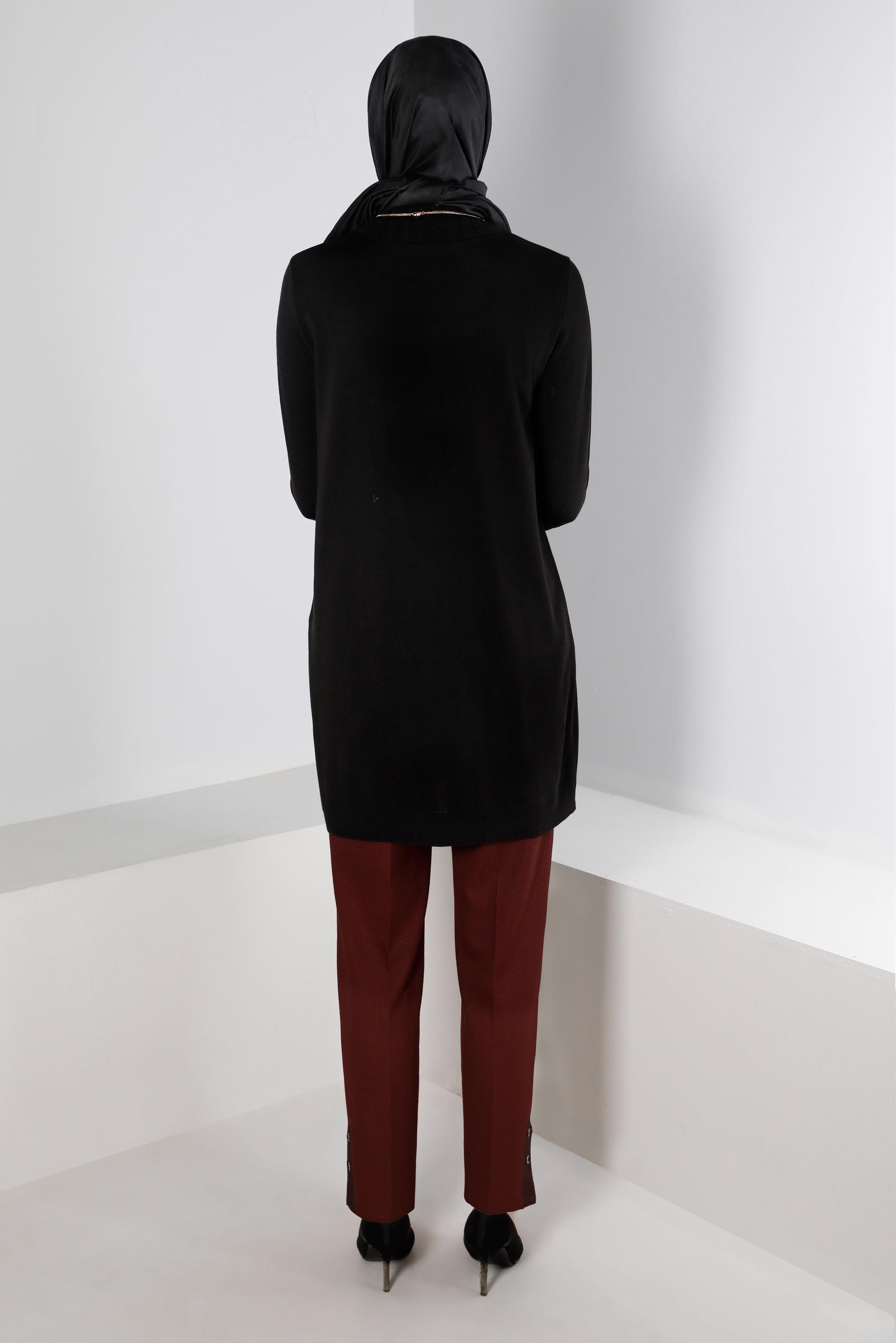 Tesettür giyim TURUNCU KUŞGÖZÜ DETAYLI KLASİK KESİM PANTOLON 70449 