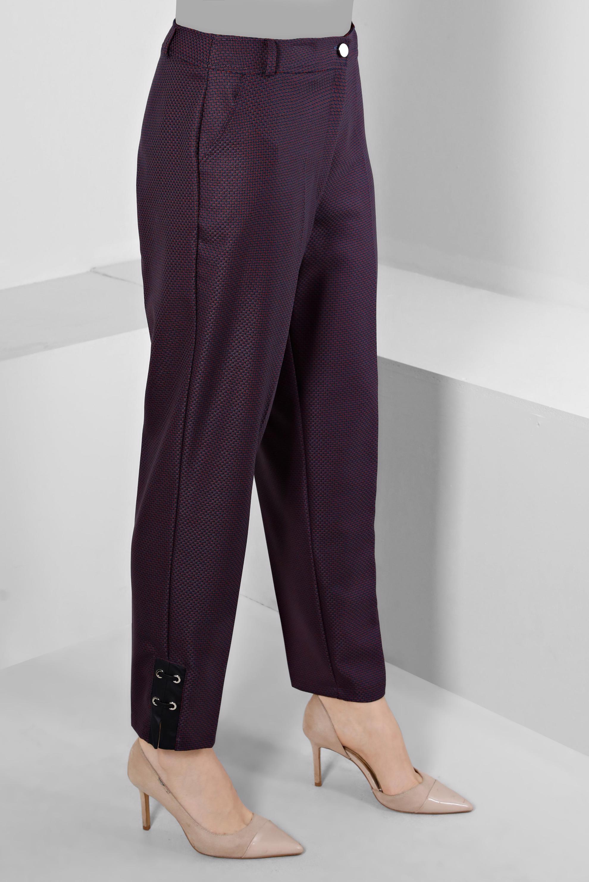 Tesettür giyim LACİVERT KUŞGÖZÜ DETAYLI KLASİK KESİM PANTOLON 70449 